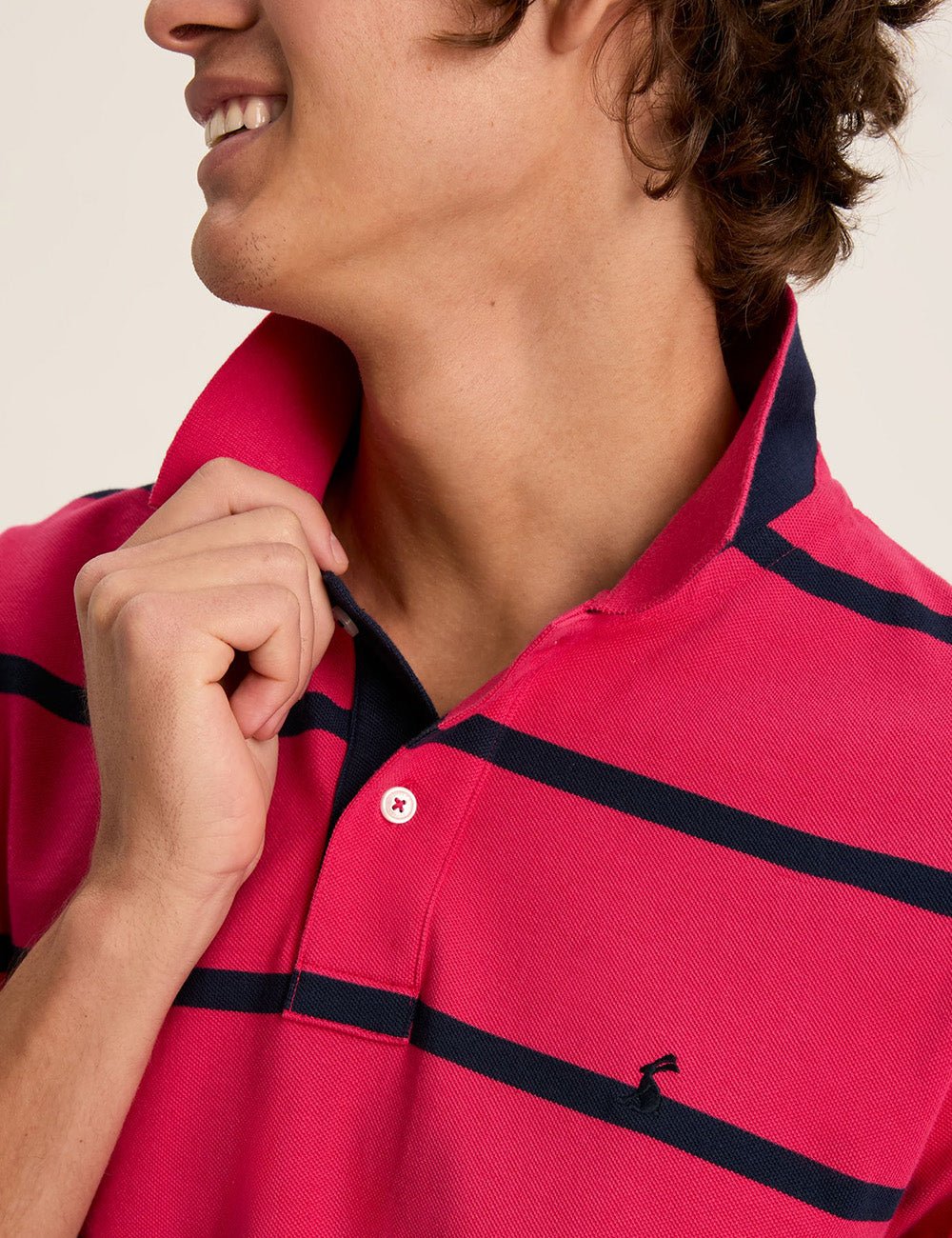 Joules Filbert Striped Polo Shirt - Pink/Navy Stripe