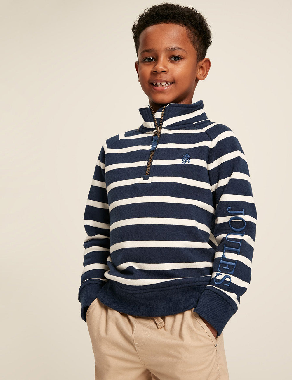 Joules Finn 1/4 Zip Sweatshirt - French Navy Stripe