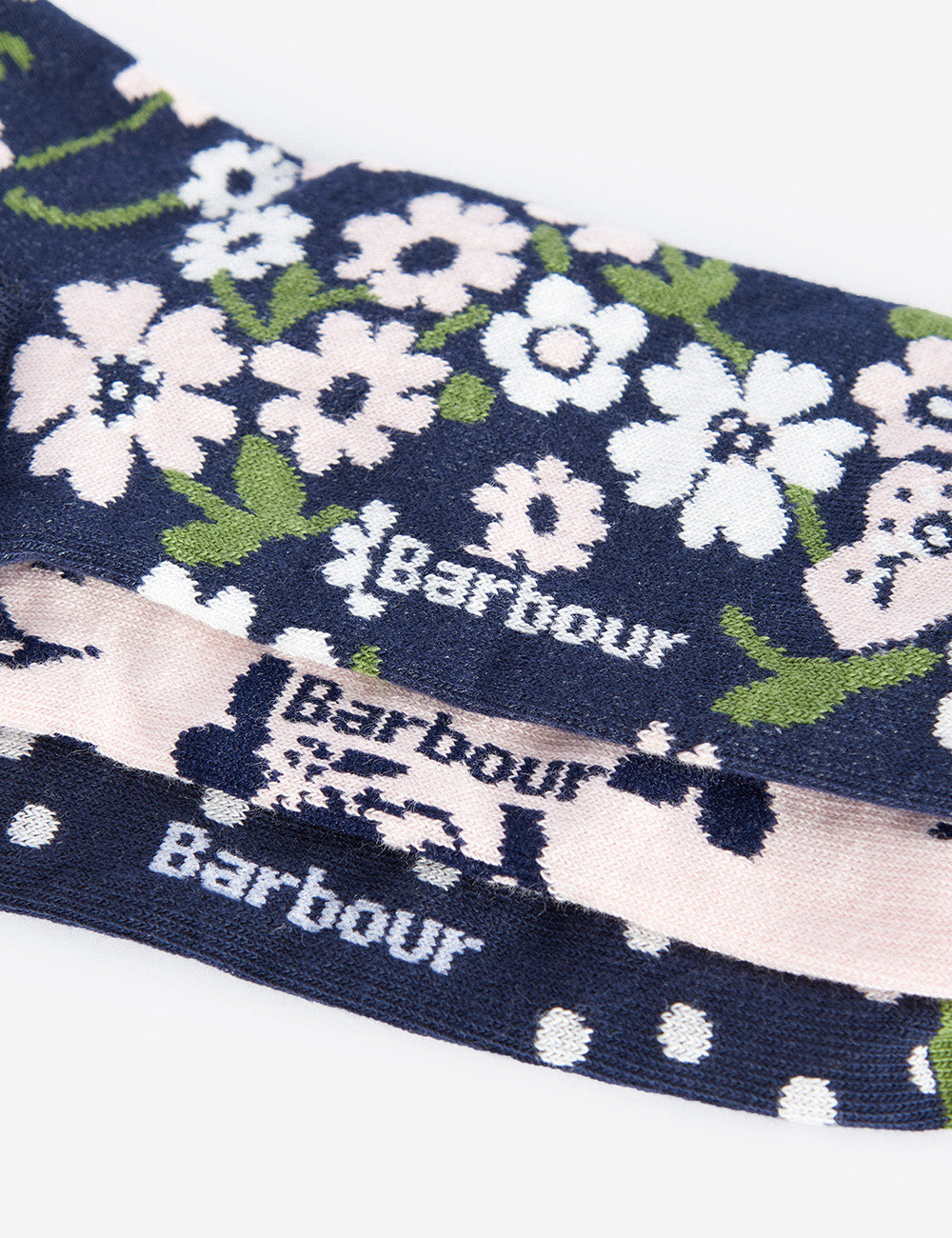 Barbour Floral Print Sock Gift Set - Navy/Pink