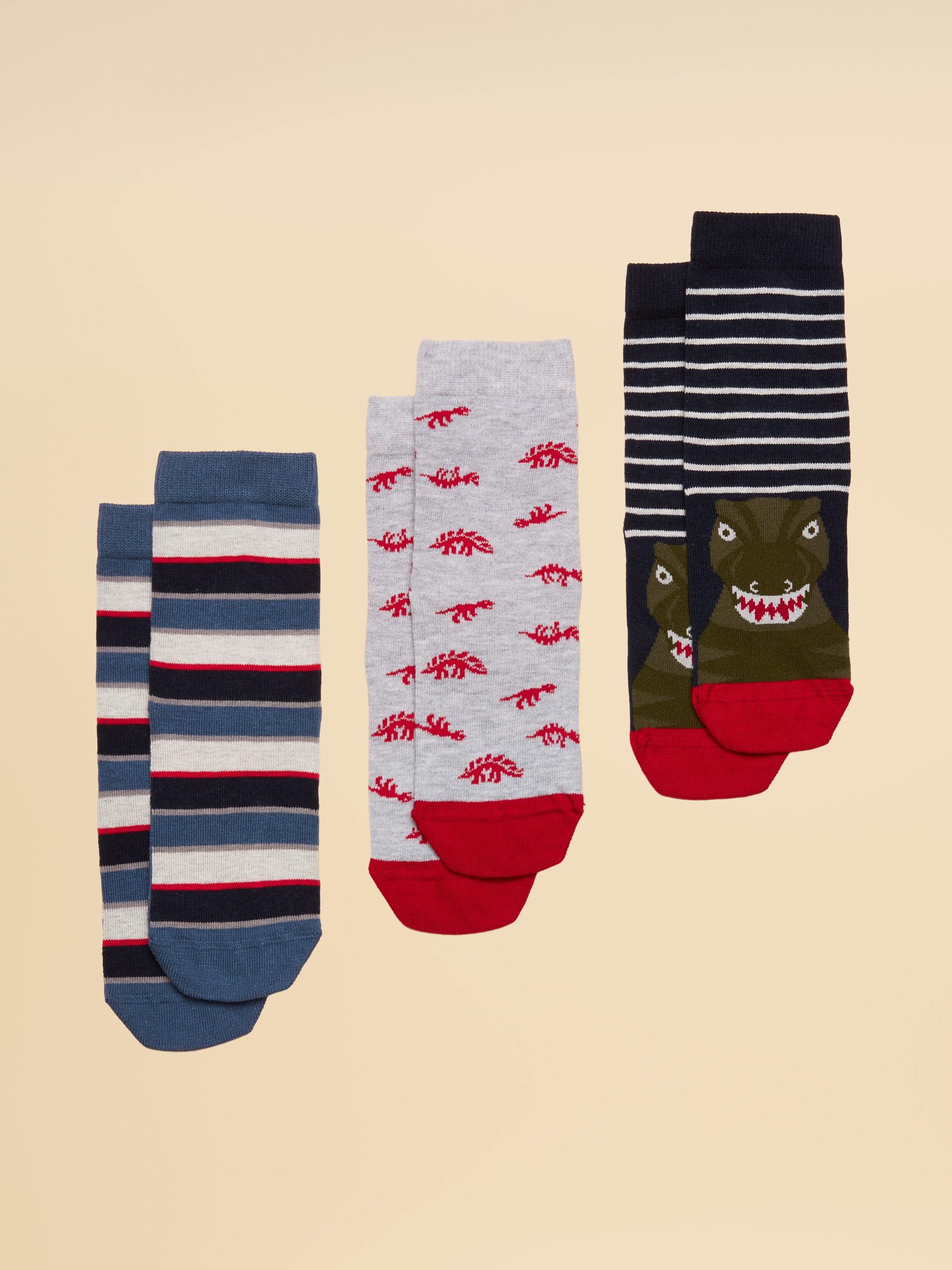 Joules Eat Feet 3Pk Navy/Red