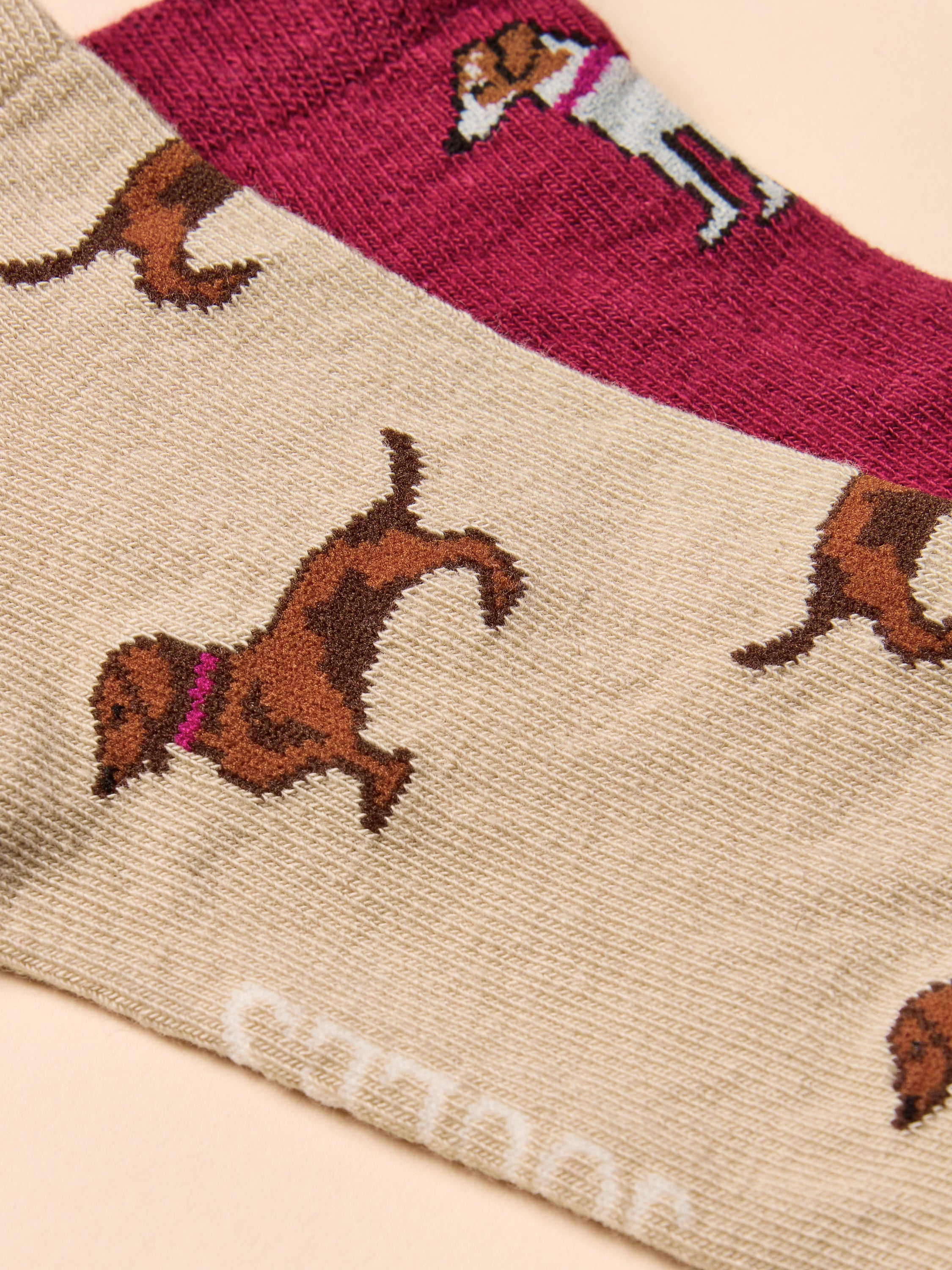 Joules Rilla 2 Pk Trainer Socks Berry/Ecru