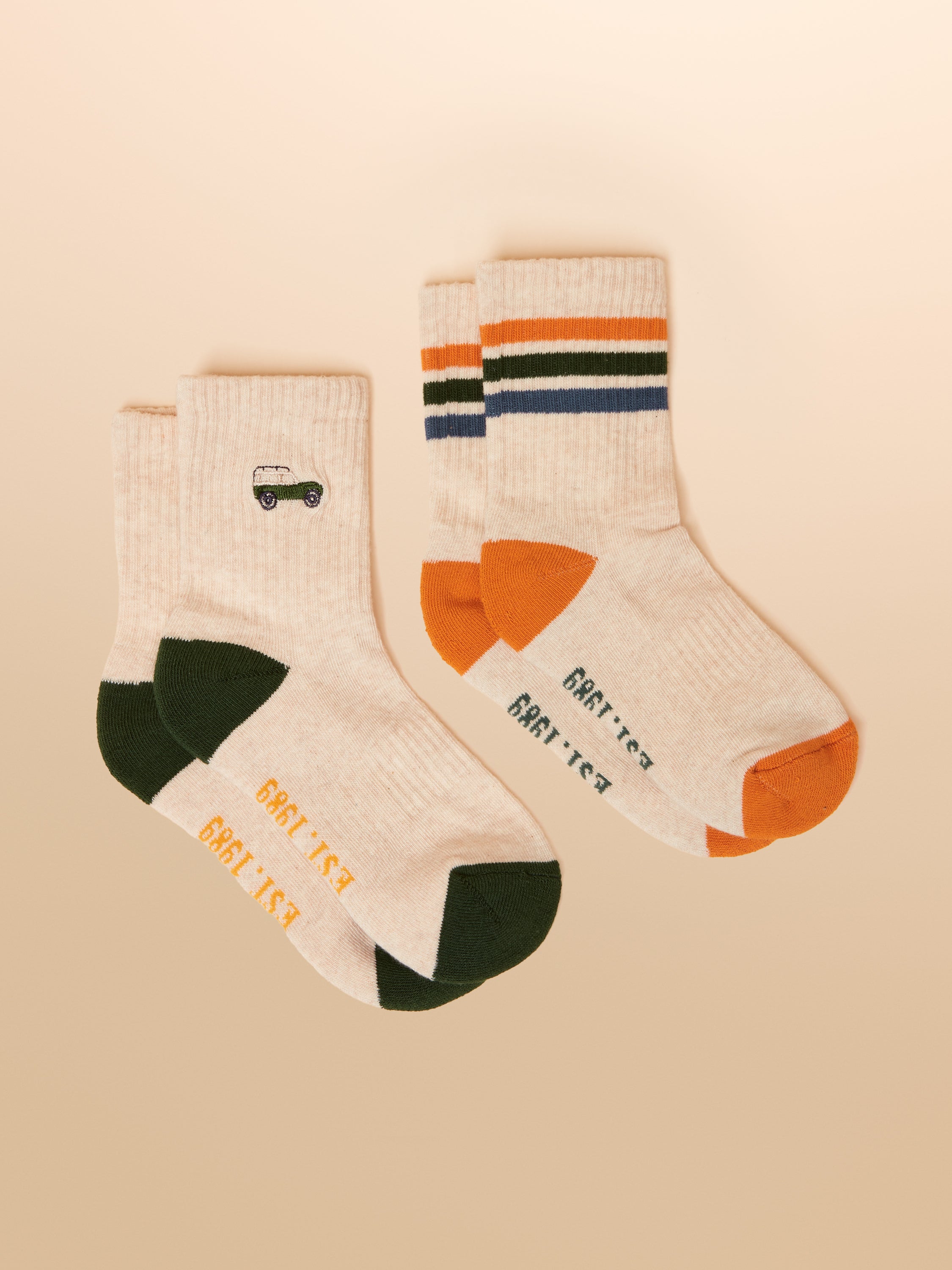Joules Jnr Volley Socks Khaki/Cream