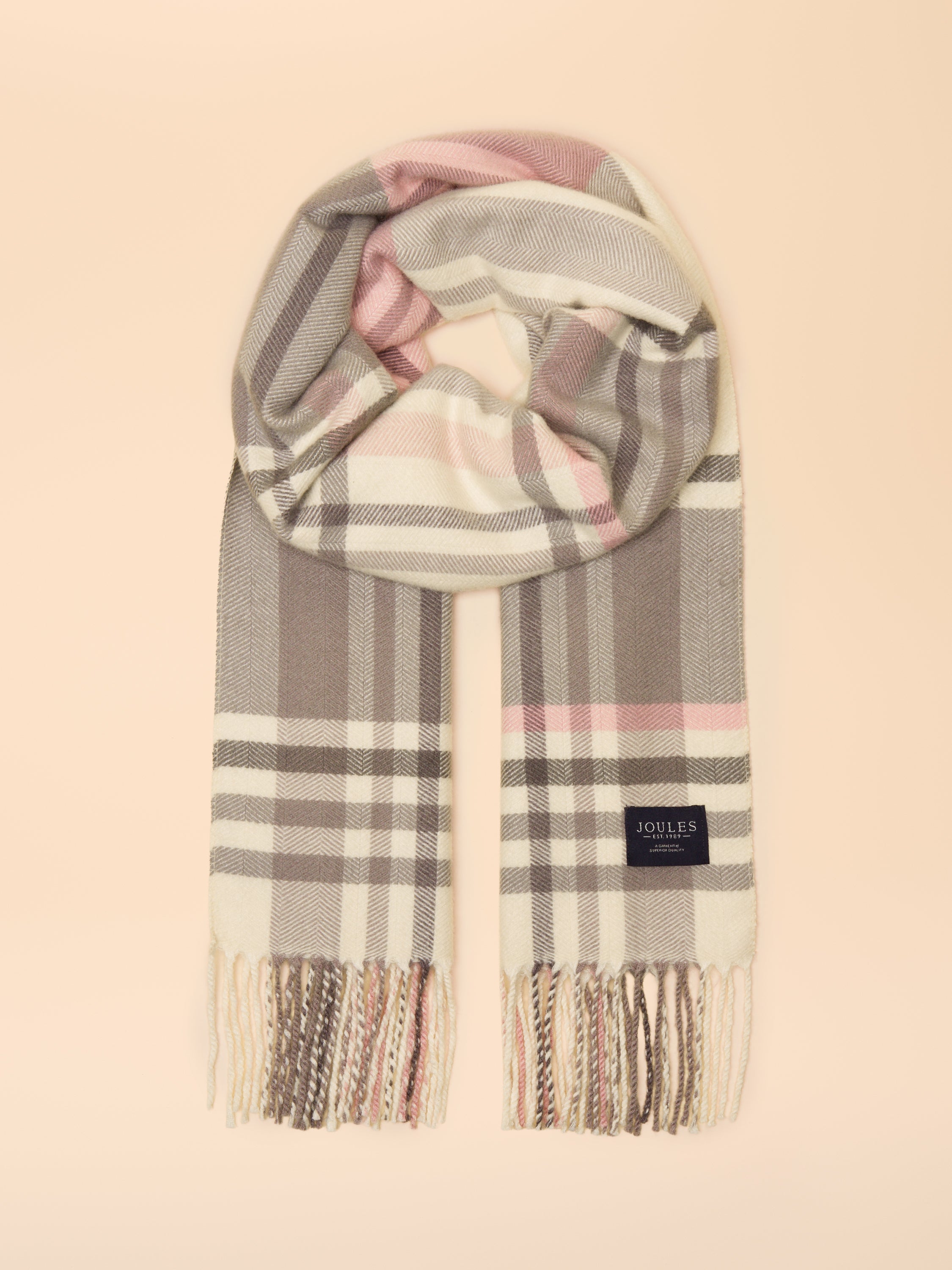 Joules Langtree Scarf Pink/Grey