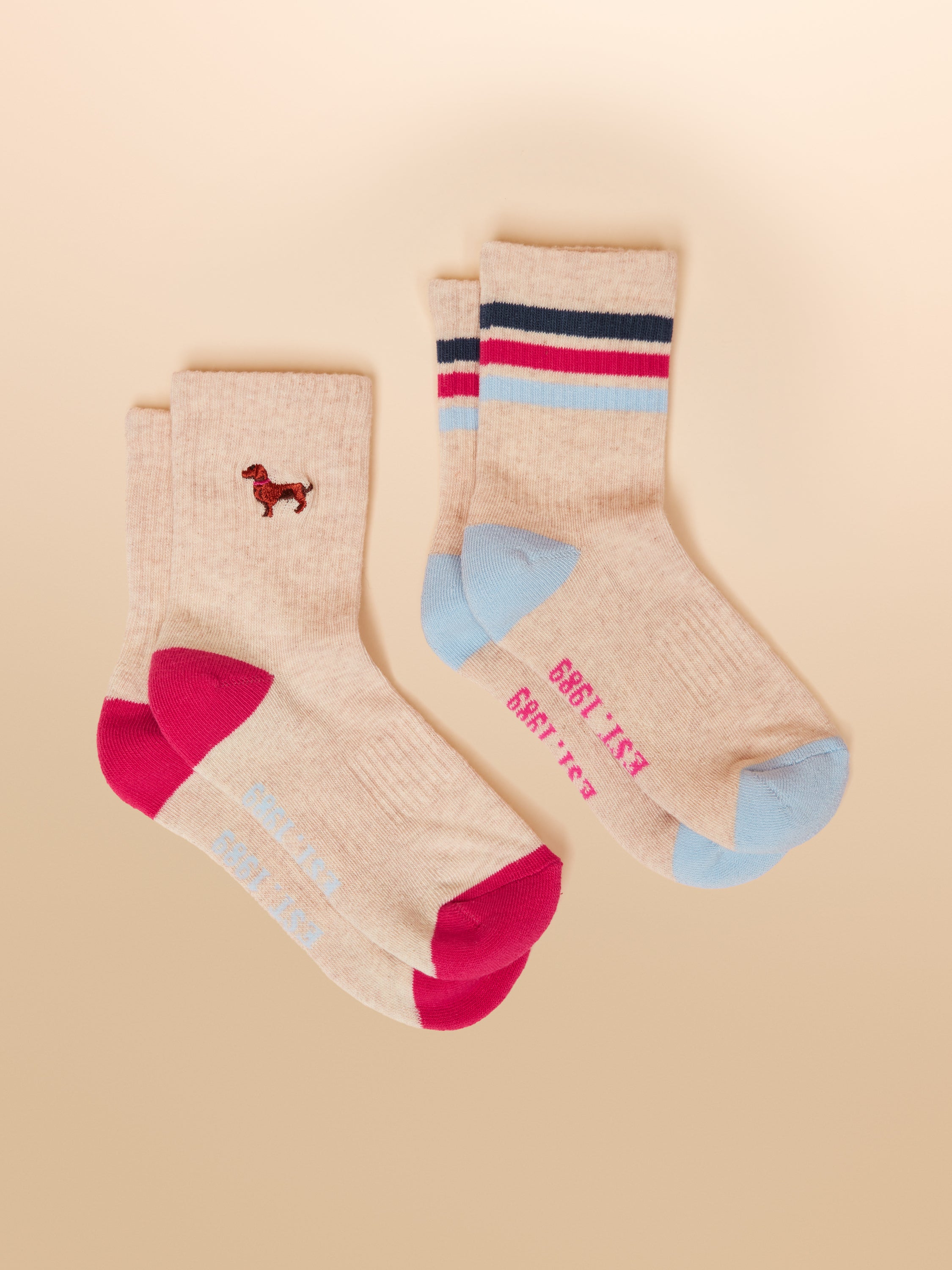 Joules Jnr Volley Socks Cream/Blue
