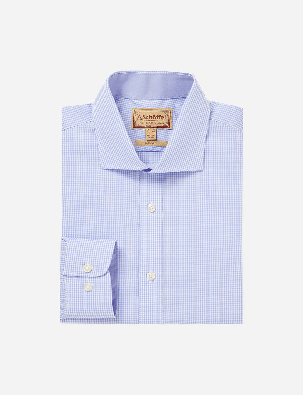 Schoffel Greenwich Tailored Shirt - Light Blue Mirco Check