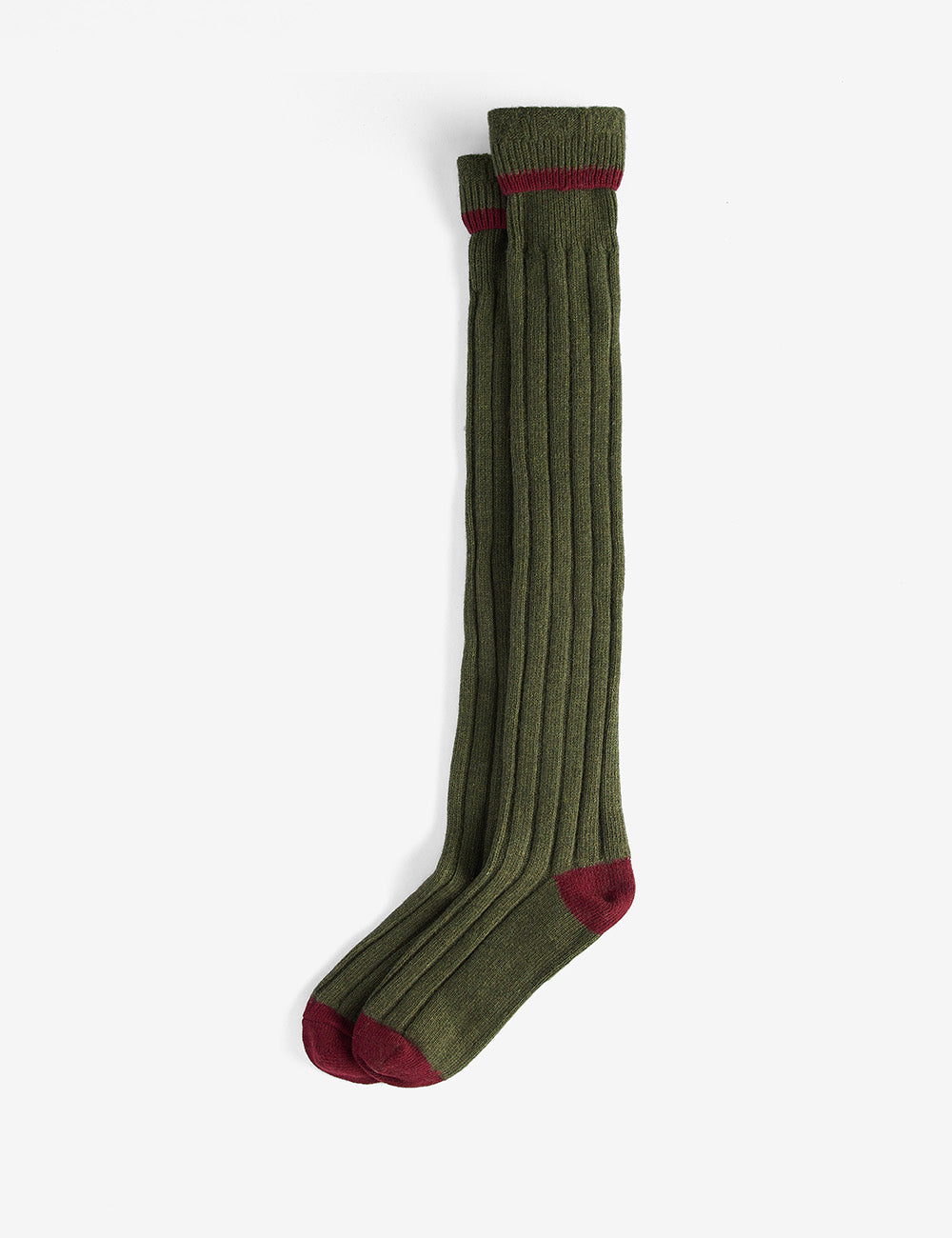 Barbour Contrast Gun Stockings - Olive/Cranberry