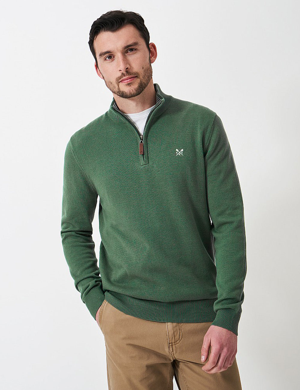 Crew Clothing Classic 1/2 Zip Knit Jumper - Hunter Green