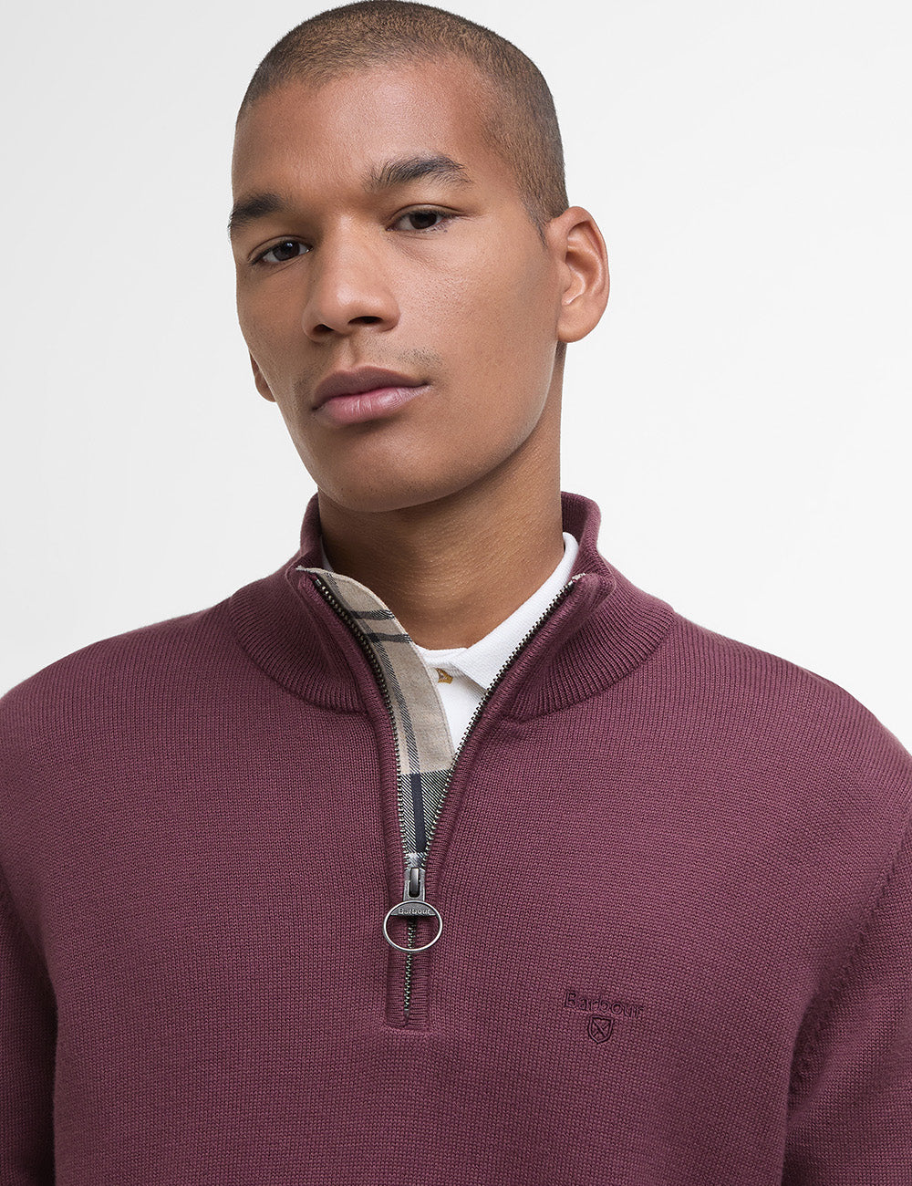 Barbour Cotton 1/2 Zip Jumper - Burnt Heather
