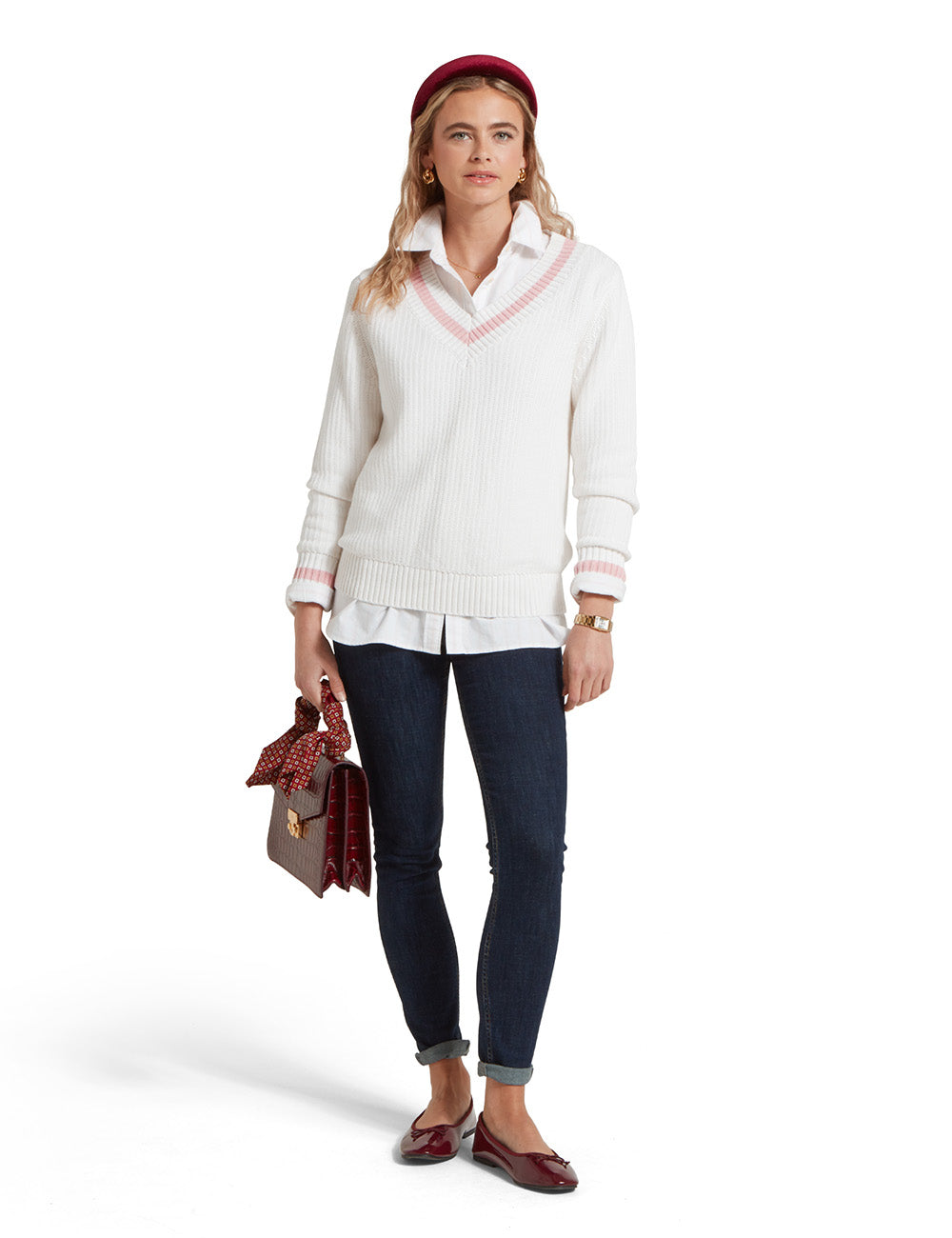 Schoffel Hambledon Jumper - Soft White/Blush