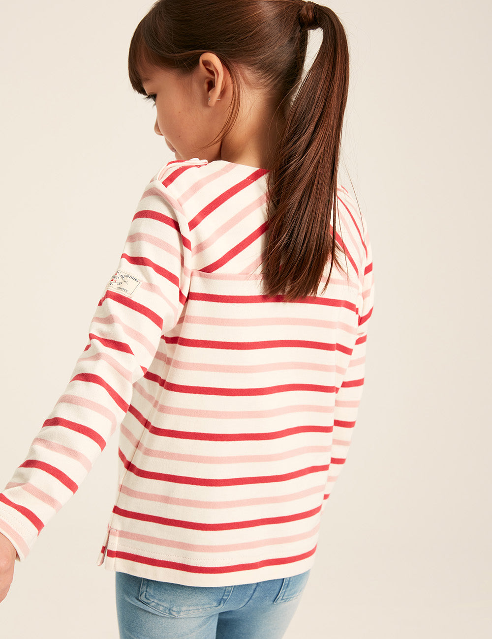Joules Harbour Long Sleeve T-Shirt - Cream/Pink Stripe