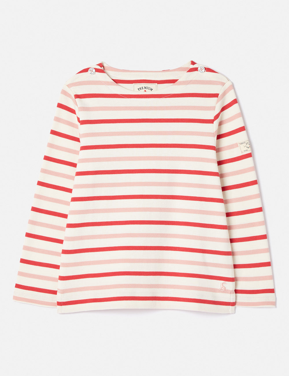 Joules Harbour Long Sleeve T-Shirt - Cream/Pink Stripe