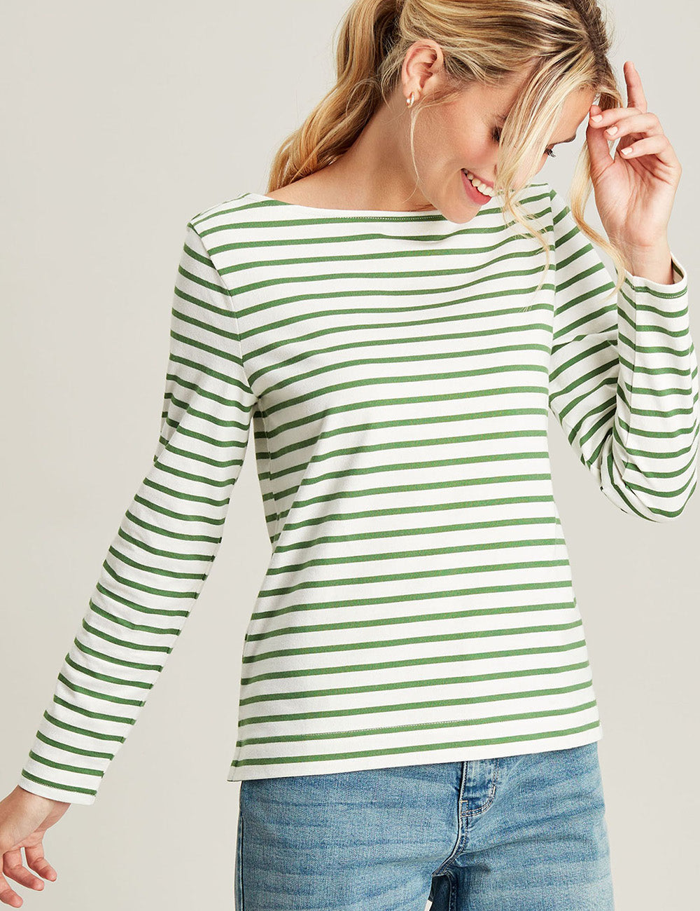 Joules Harbour Long Sleeve Top - Green Stripe