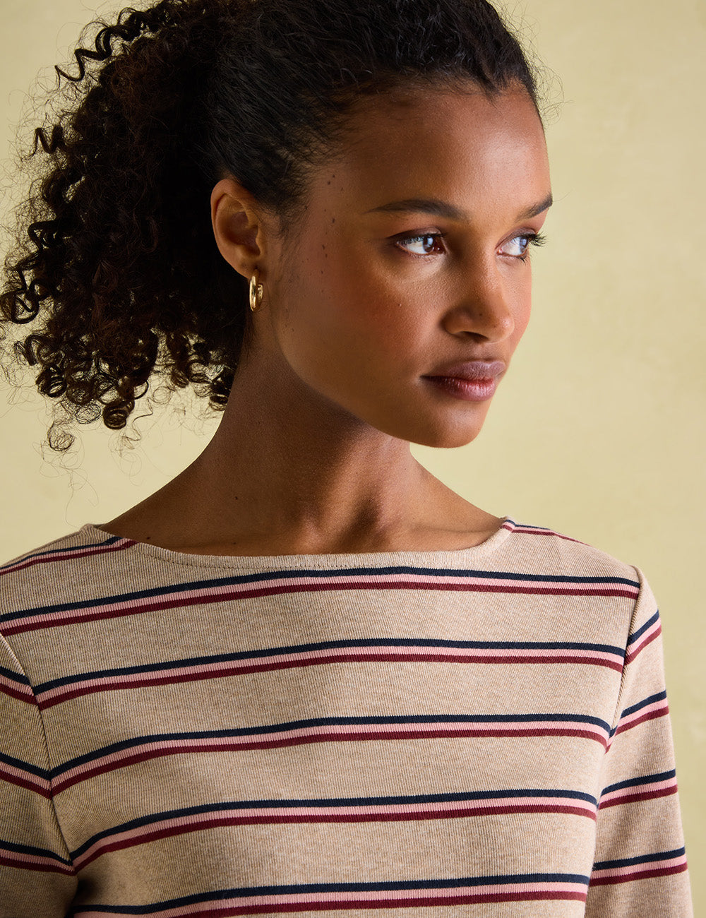 Joules Harbour Long Sleeve Top - Oat/Pink Stripe