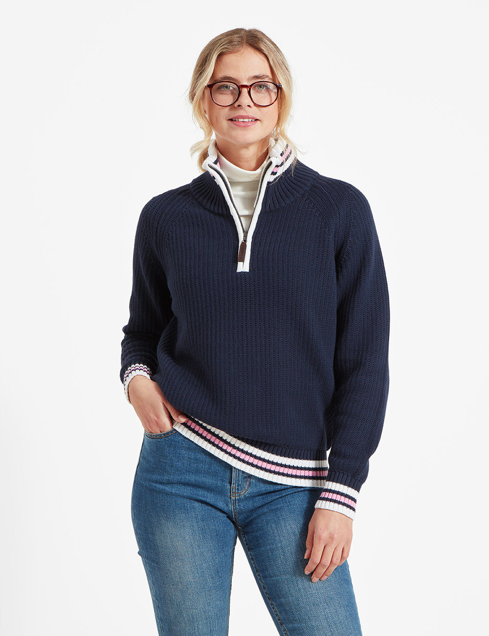 Schoffel Havelet Bay 1/4 Zip Jumper - Navy