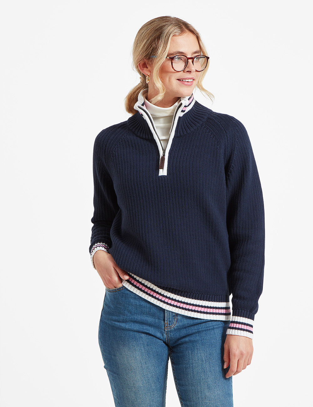 Schoffel Havelet Bay 1/4 Zip Jumper - Navy