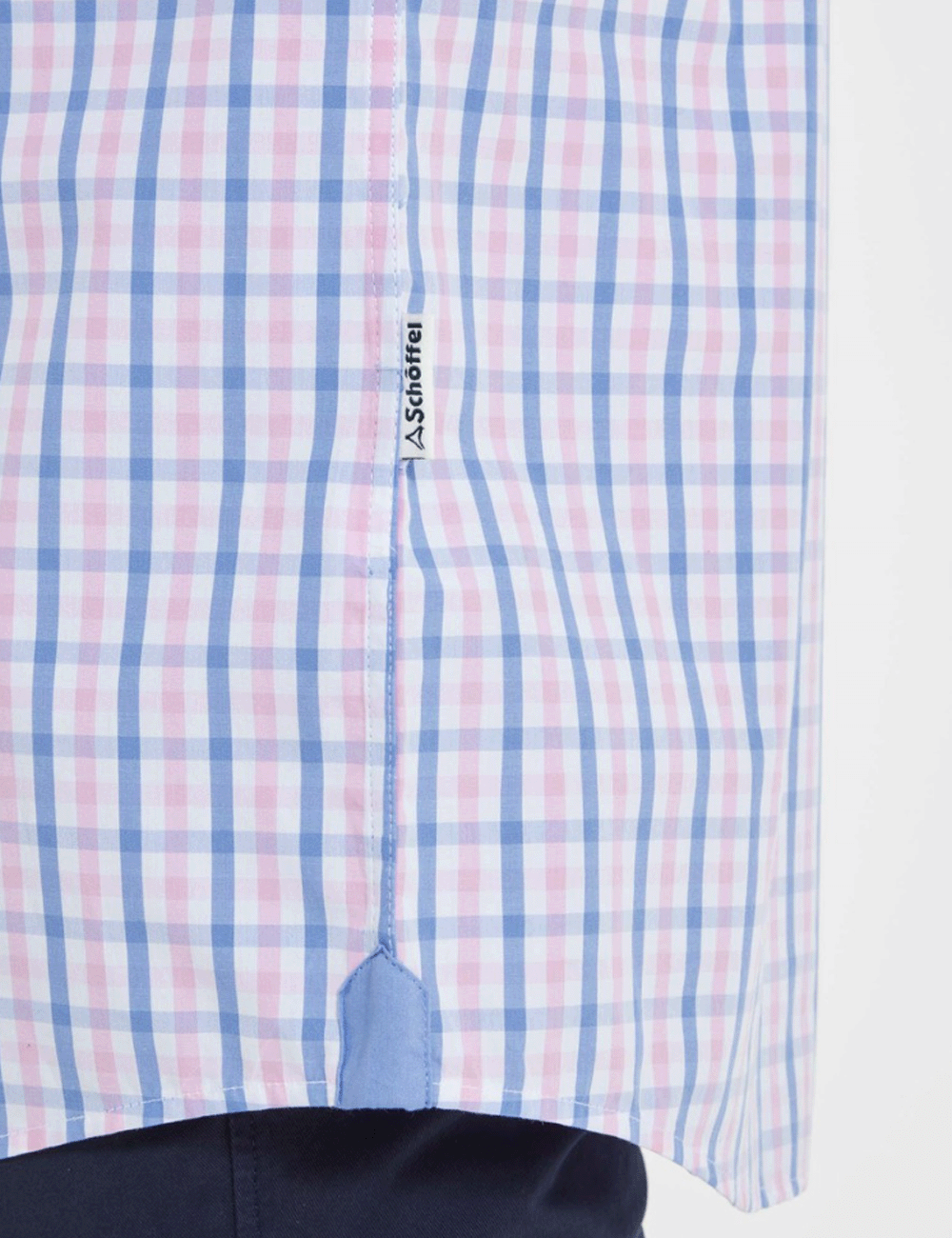 Close up at the hem on the Hebden Tailored Shirt