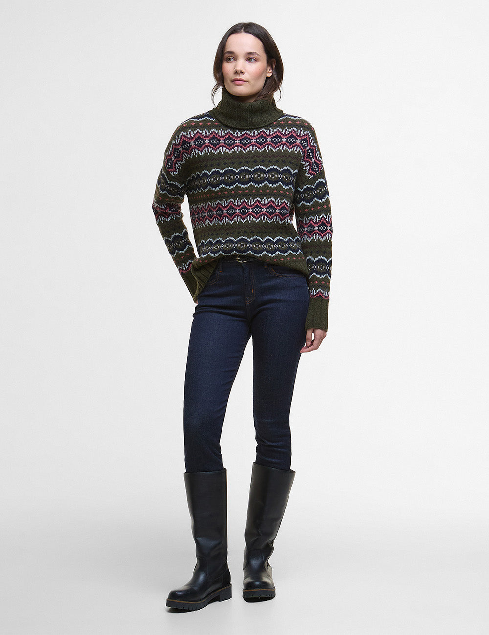 Barbour Helen Knitted Jumper - Olive Multi