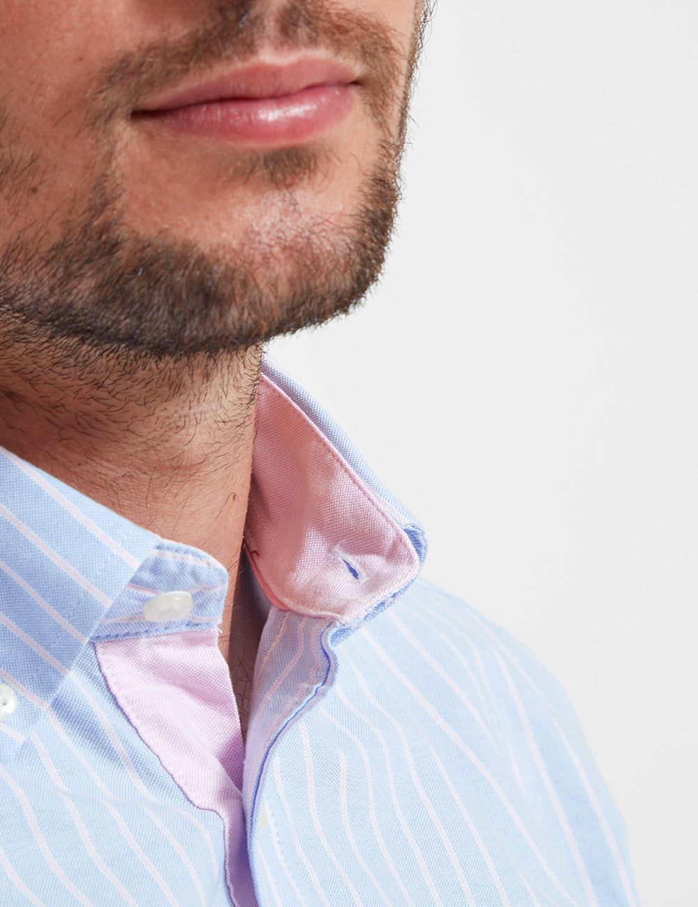 Schoffel Holt Soft Oxford Tailored Shirt - Blue/Pink Stripe