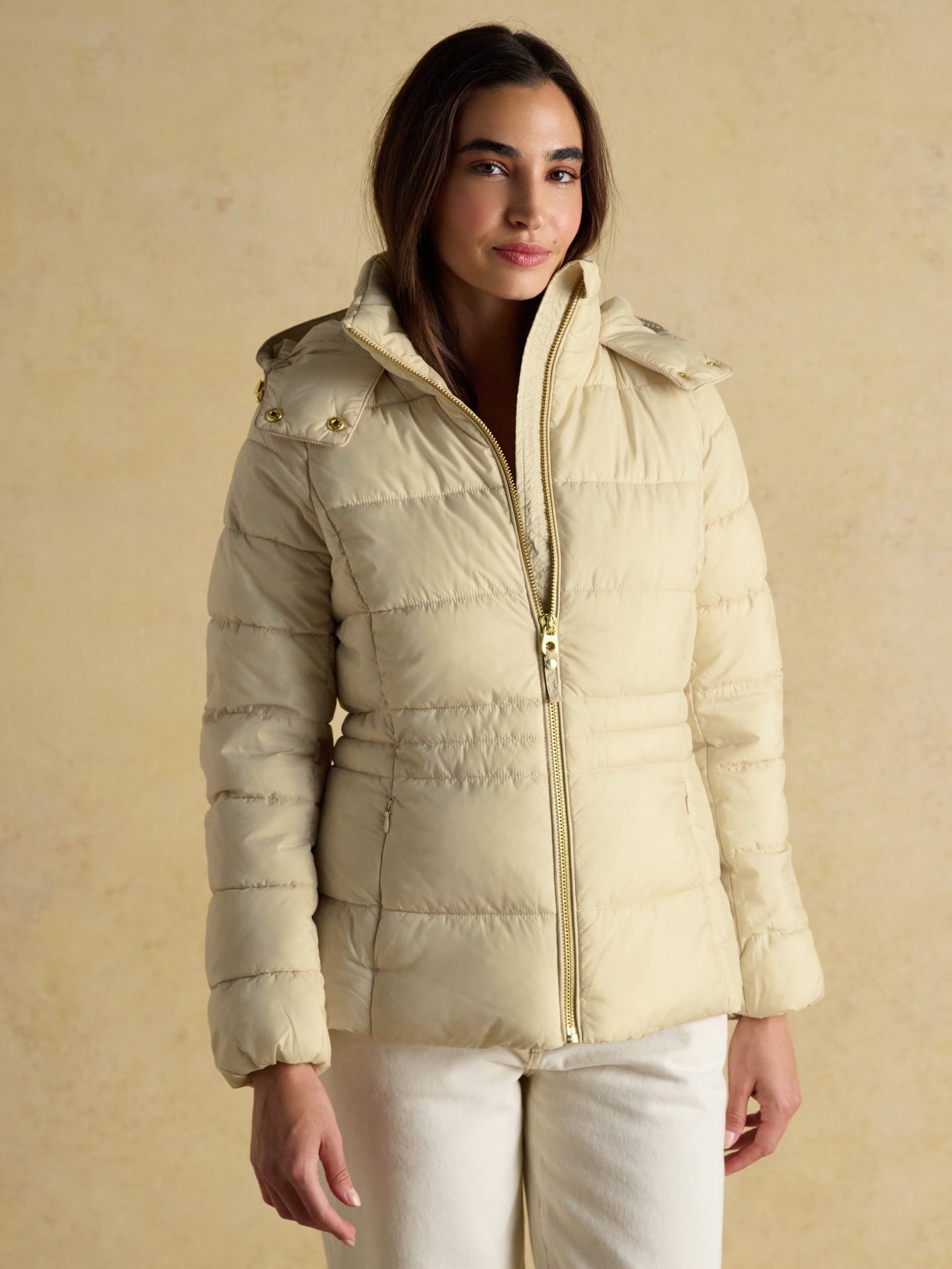 Joules Hadlow Neutral Showerproof Padded Coat with Hood