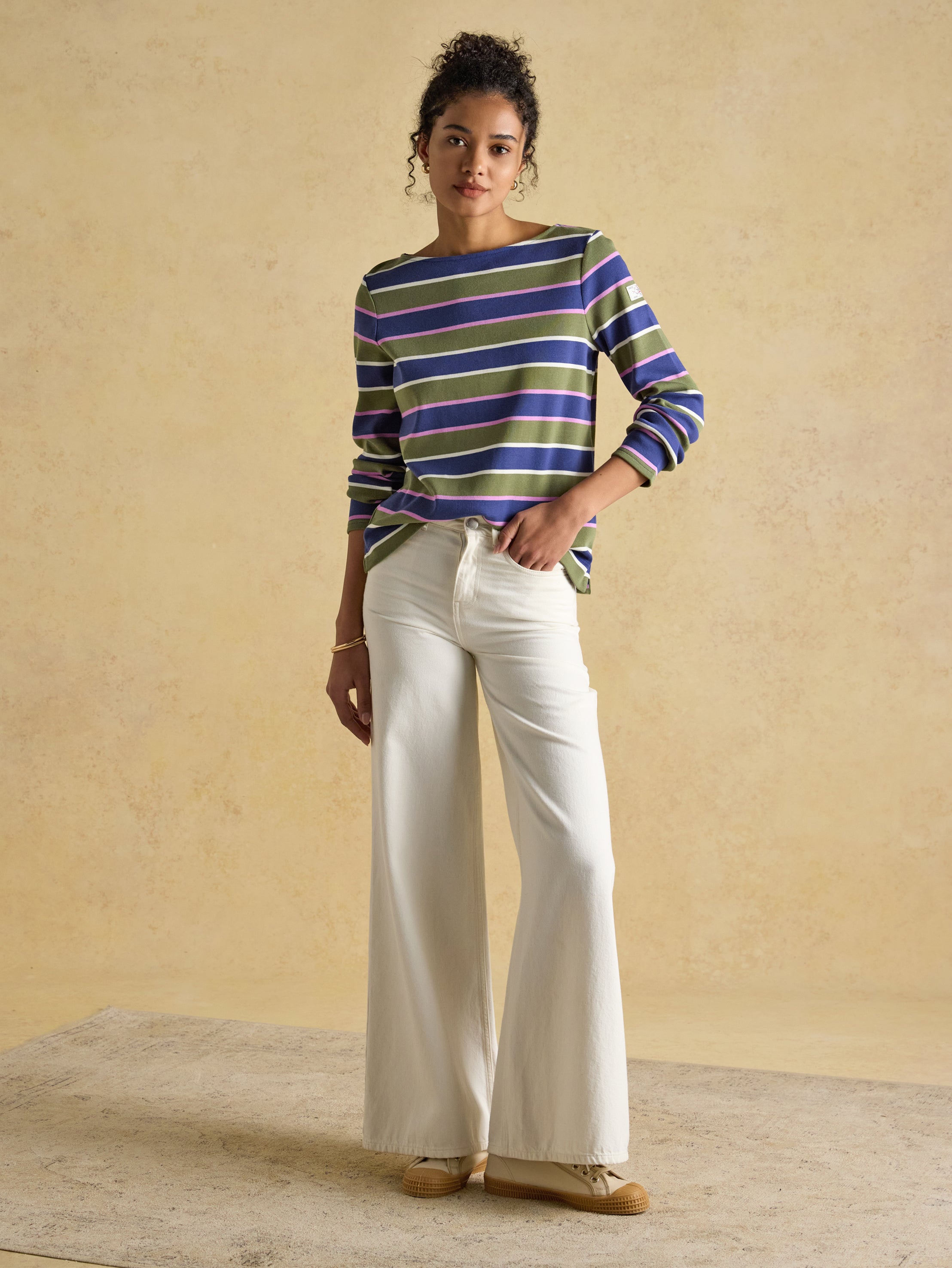 Joules Harbour Breton Multi Boat Neck Cotton Top