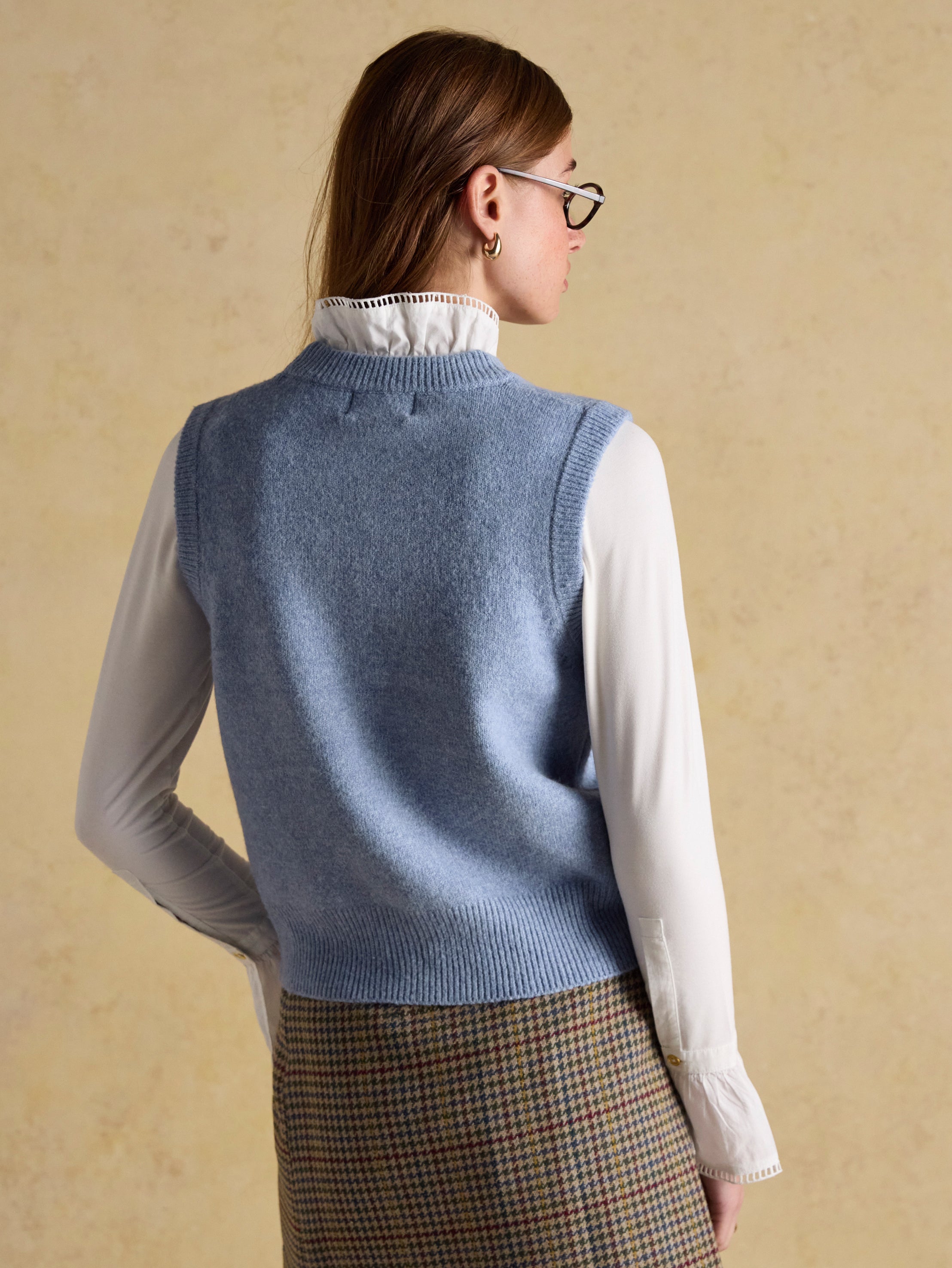 Joules Holly Blue Knitted Crew Neck Vest