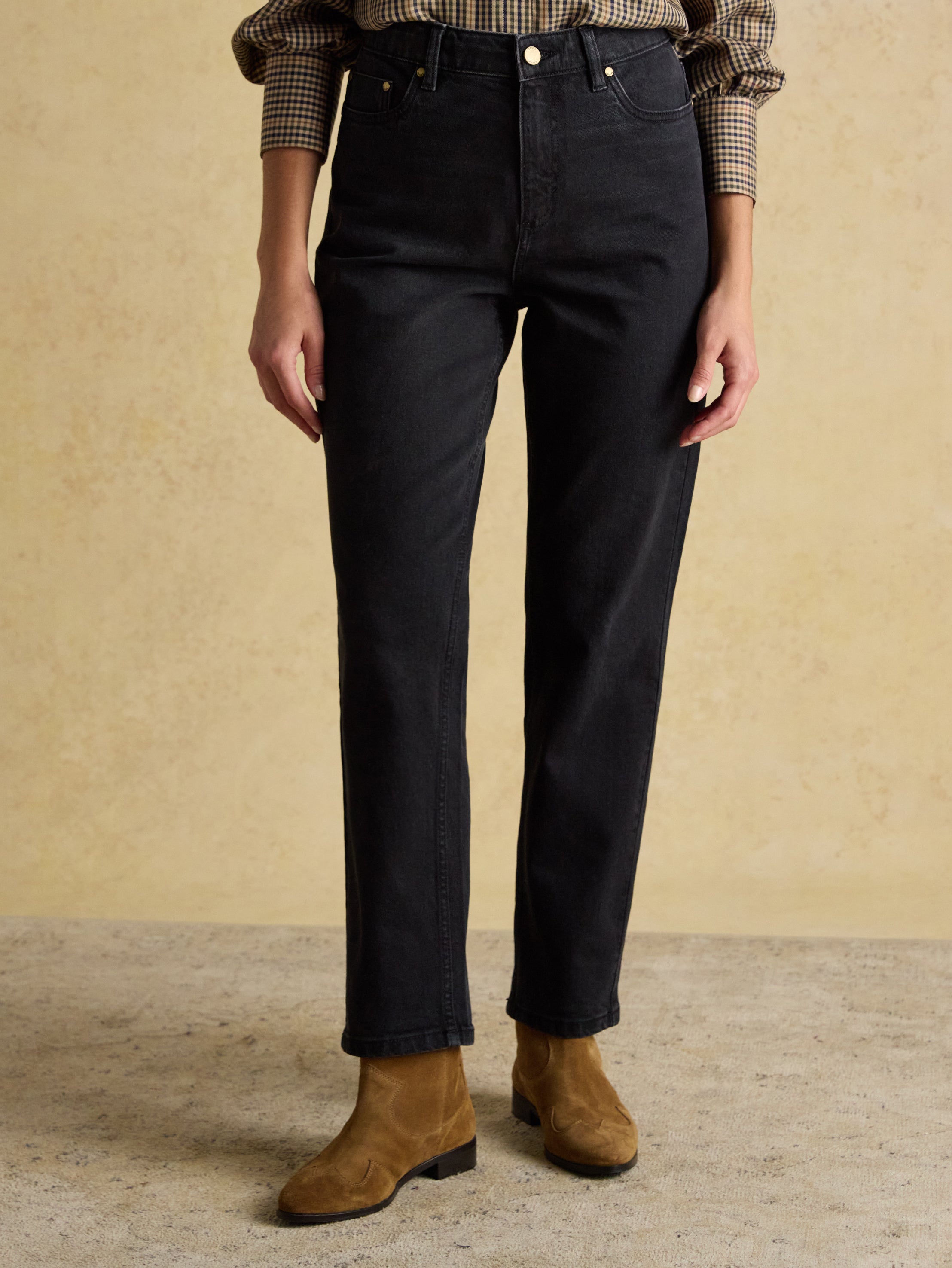 Joules Straight Fit Mid Rise Jeans Black