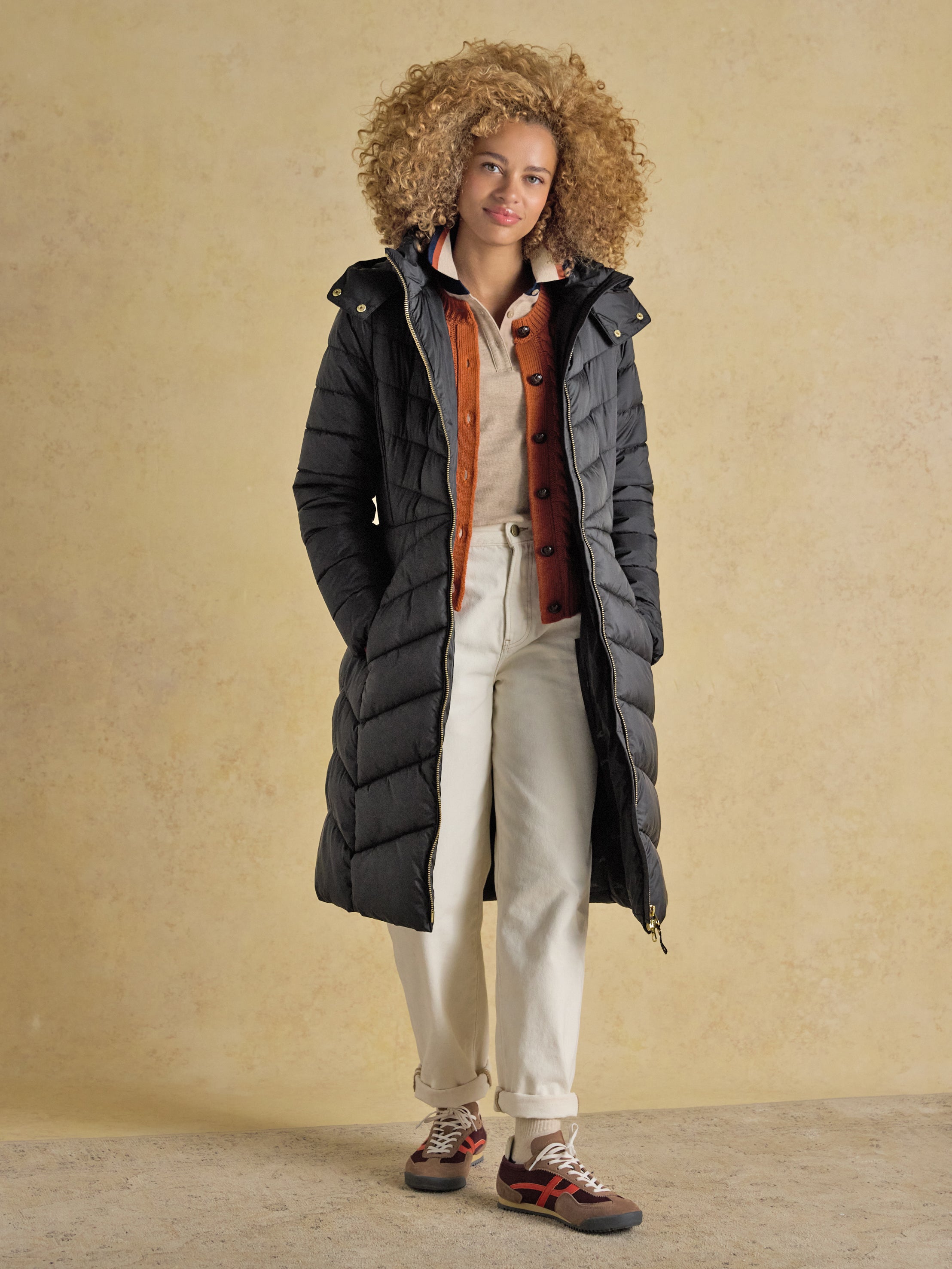 Joules Pembury Showerproof Longline Padded Coat Black