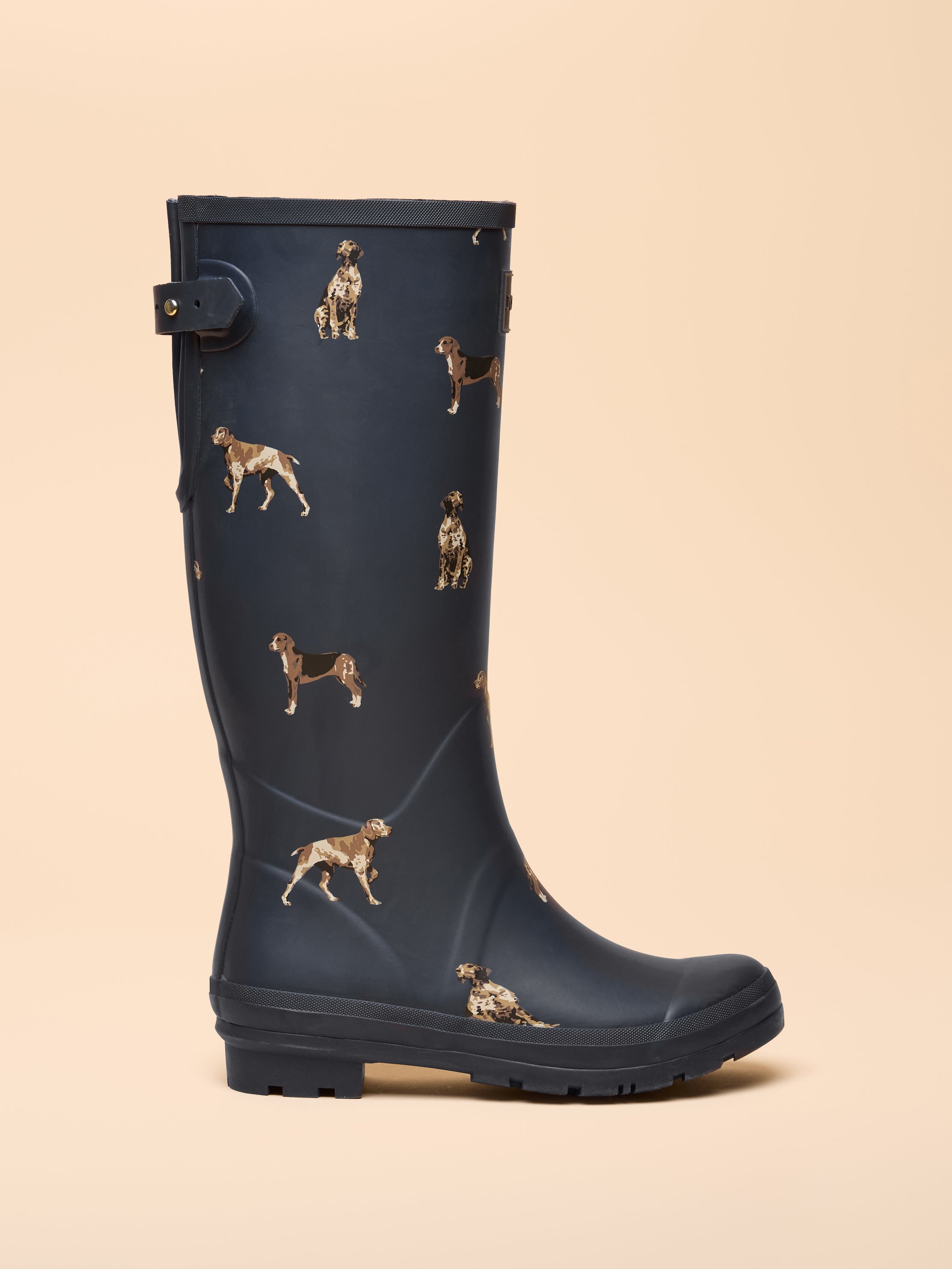 Joules Printed Adjustable Tall Waterproof Wellies Navy