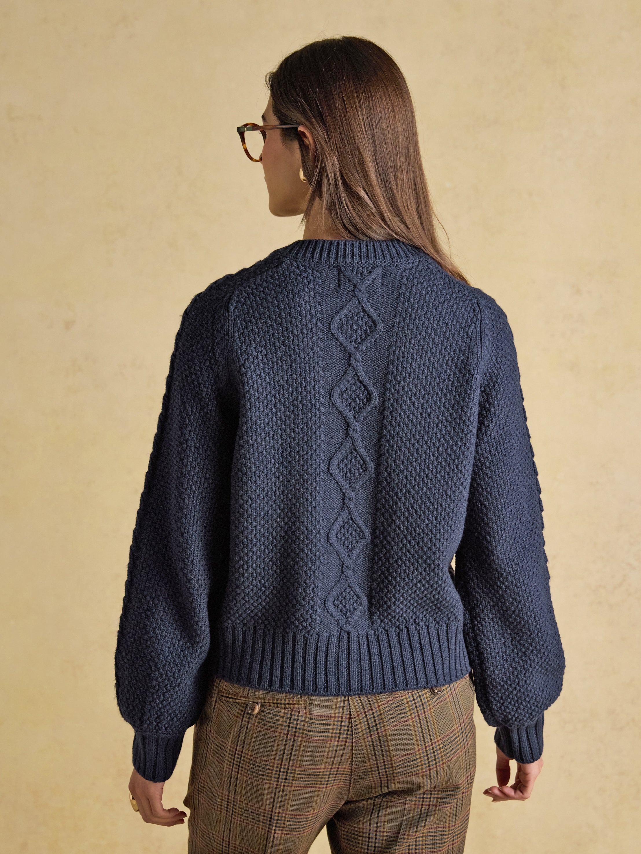Joules Rafferty Cable Knit Cardigan Navy