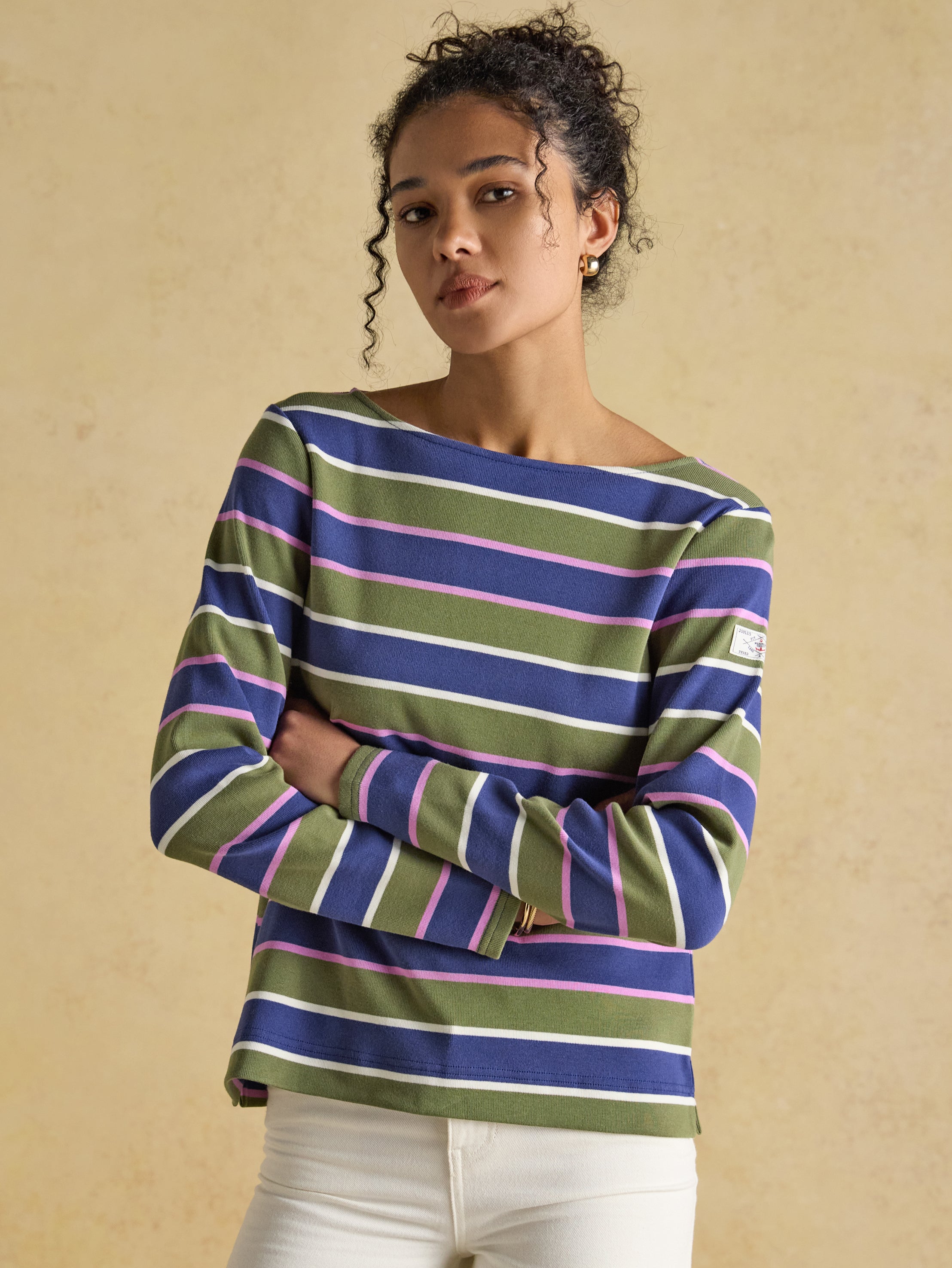 Joules Harbour Breton Multi Boat Neck Cotton Top