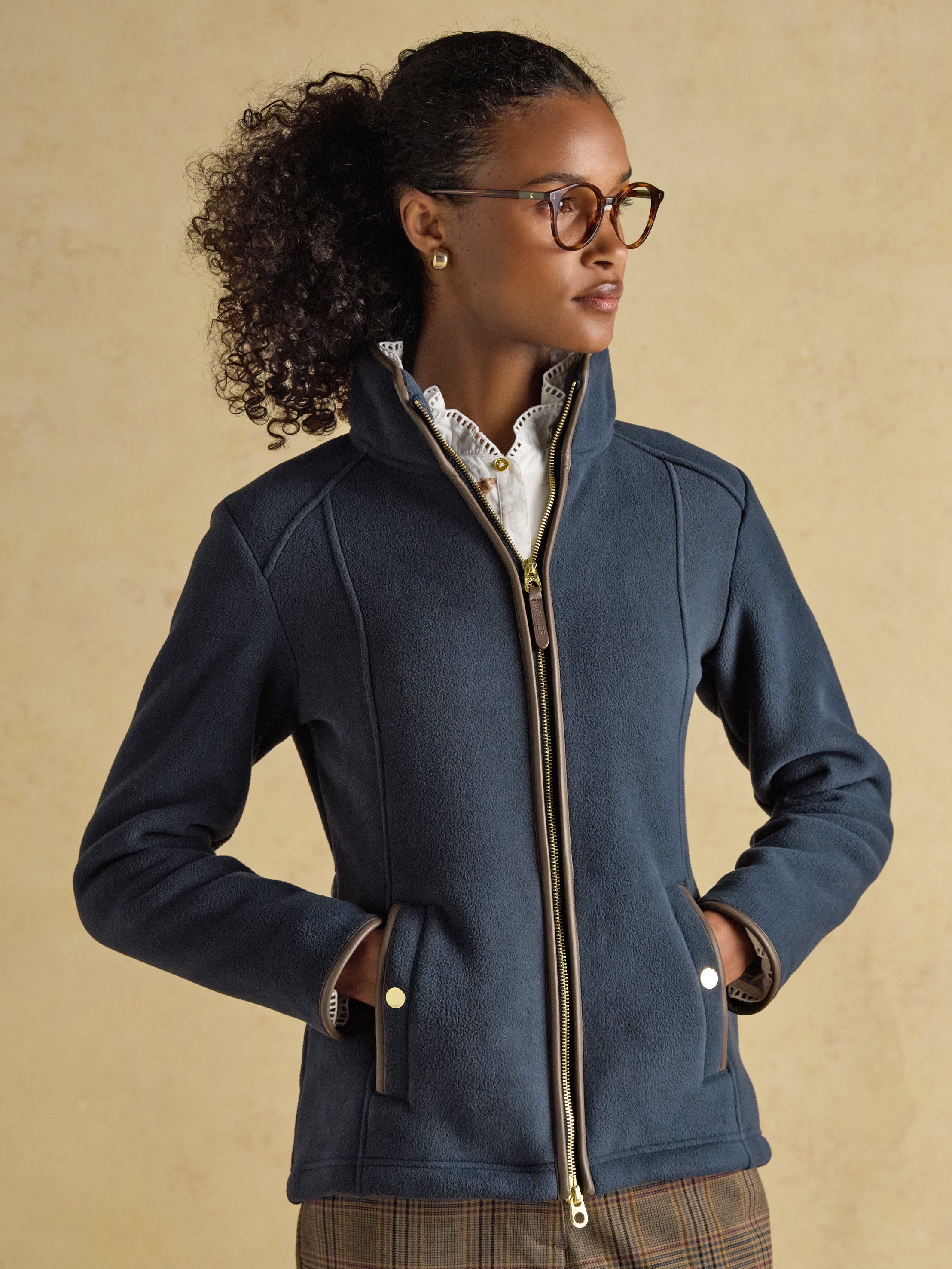 Joules Heritage Navy Regular Zip Through Fleece