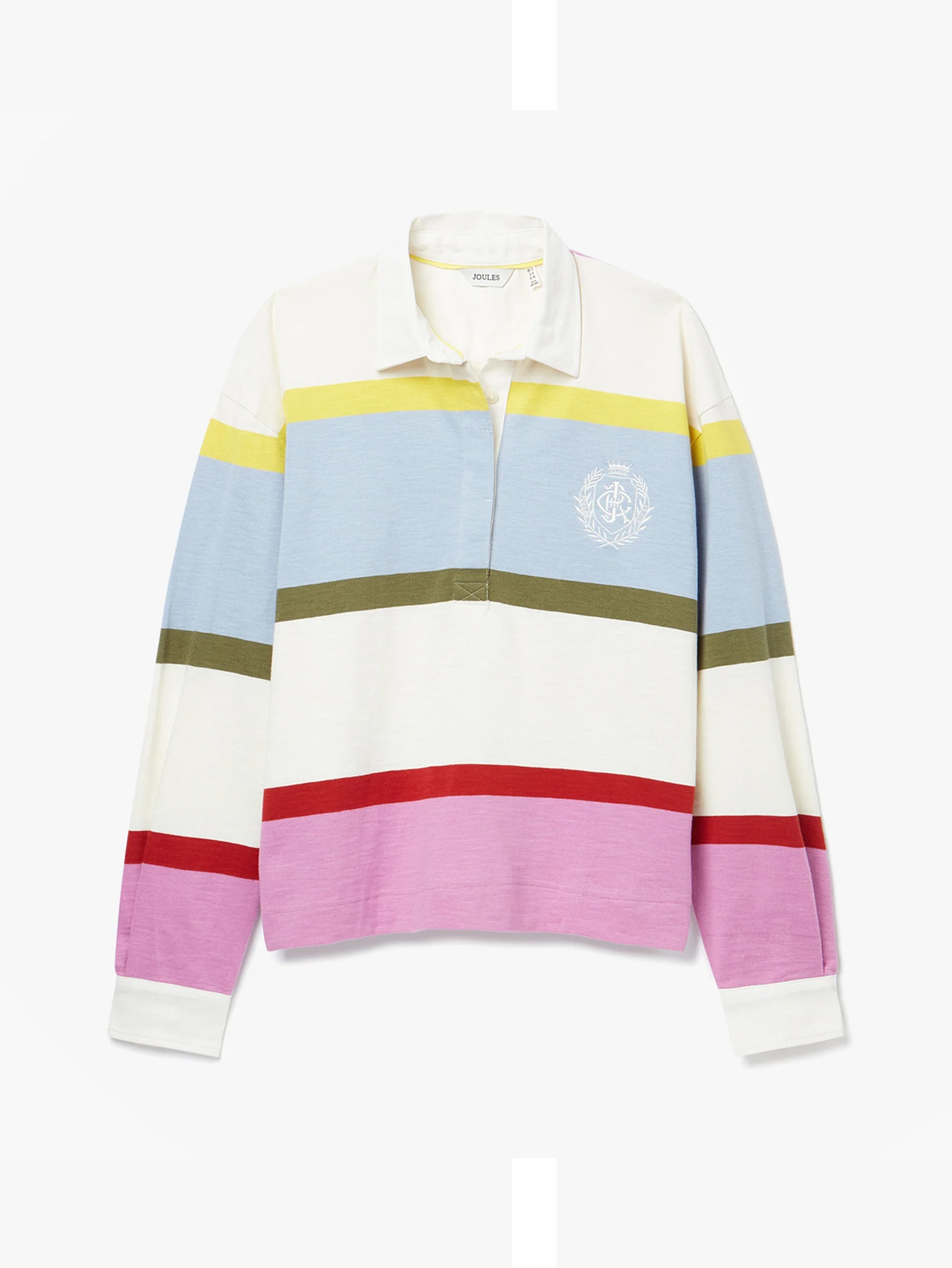 Joules Lara Slub Multi Stripe Boxy Fit Rugby Shirt