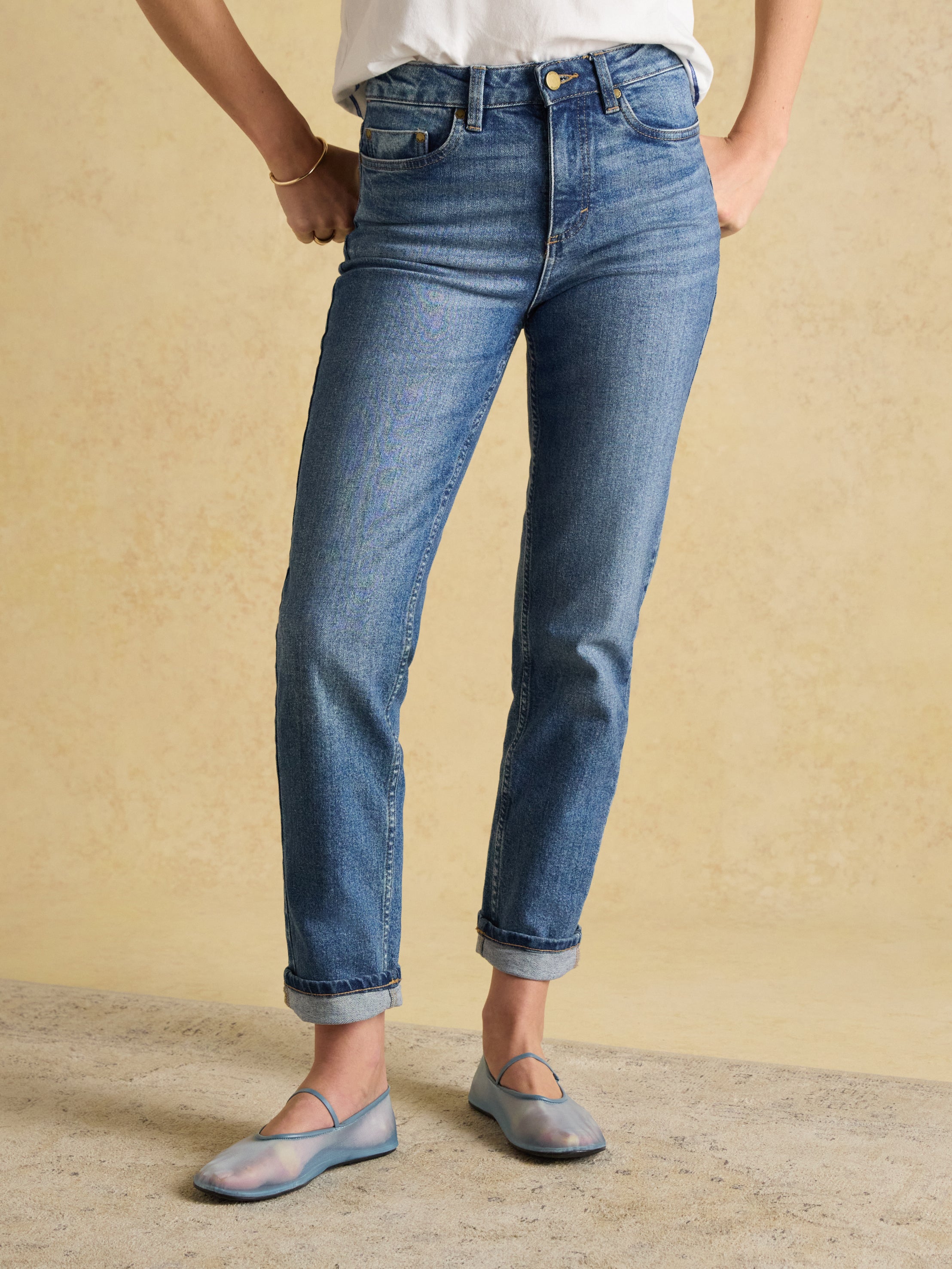 Joules Mid Blue Straight Fit Mid Rise Jeans