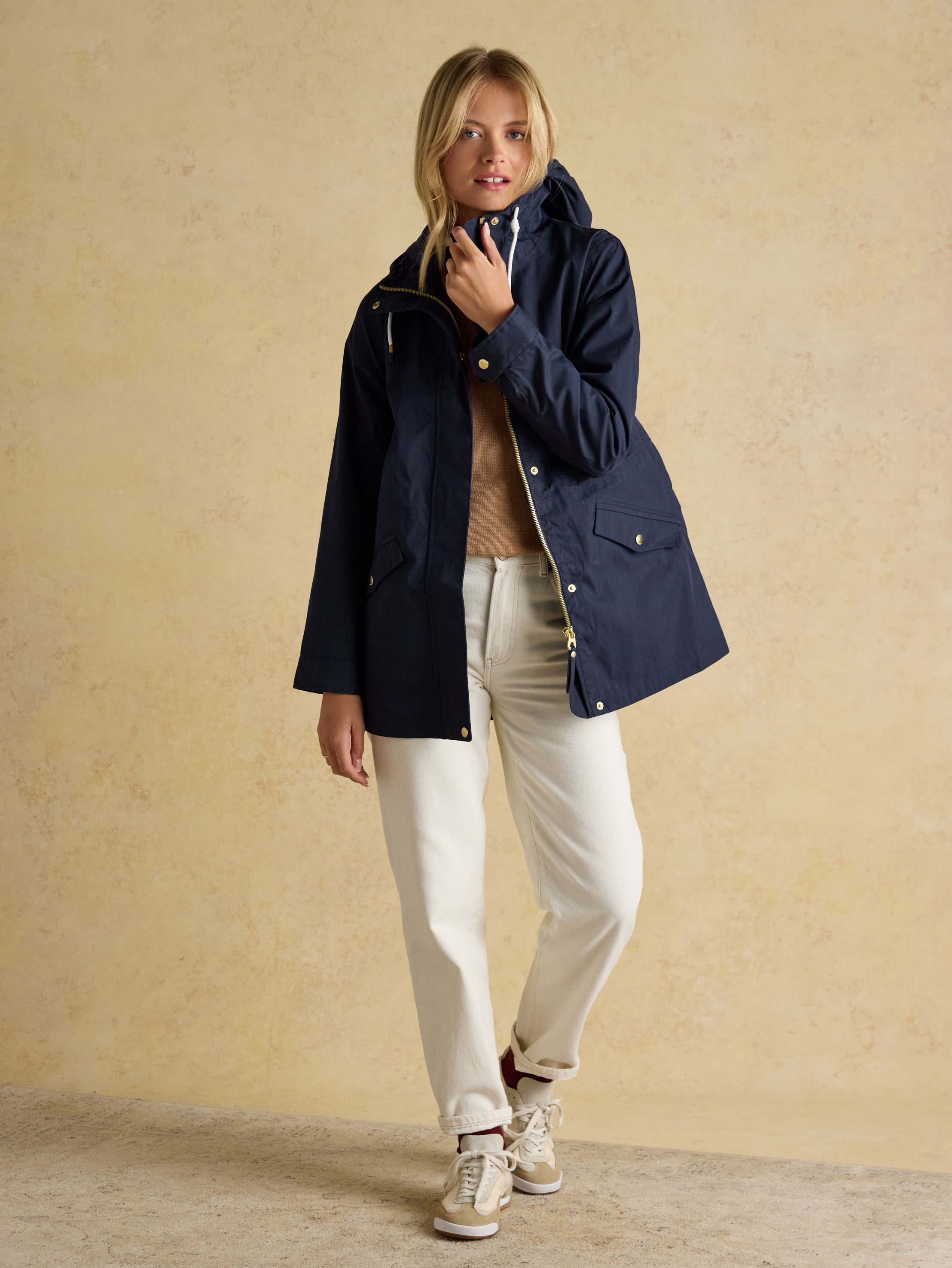 Joules Womens Portwell Waterproof Raincoat Navy Blue