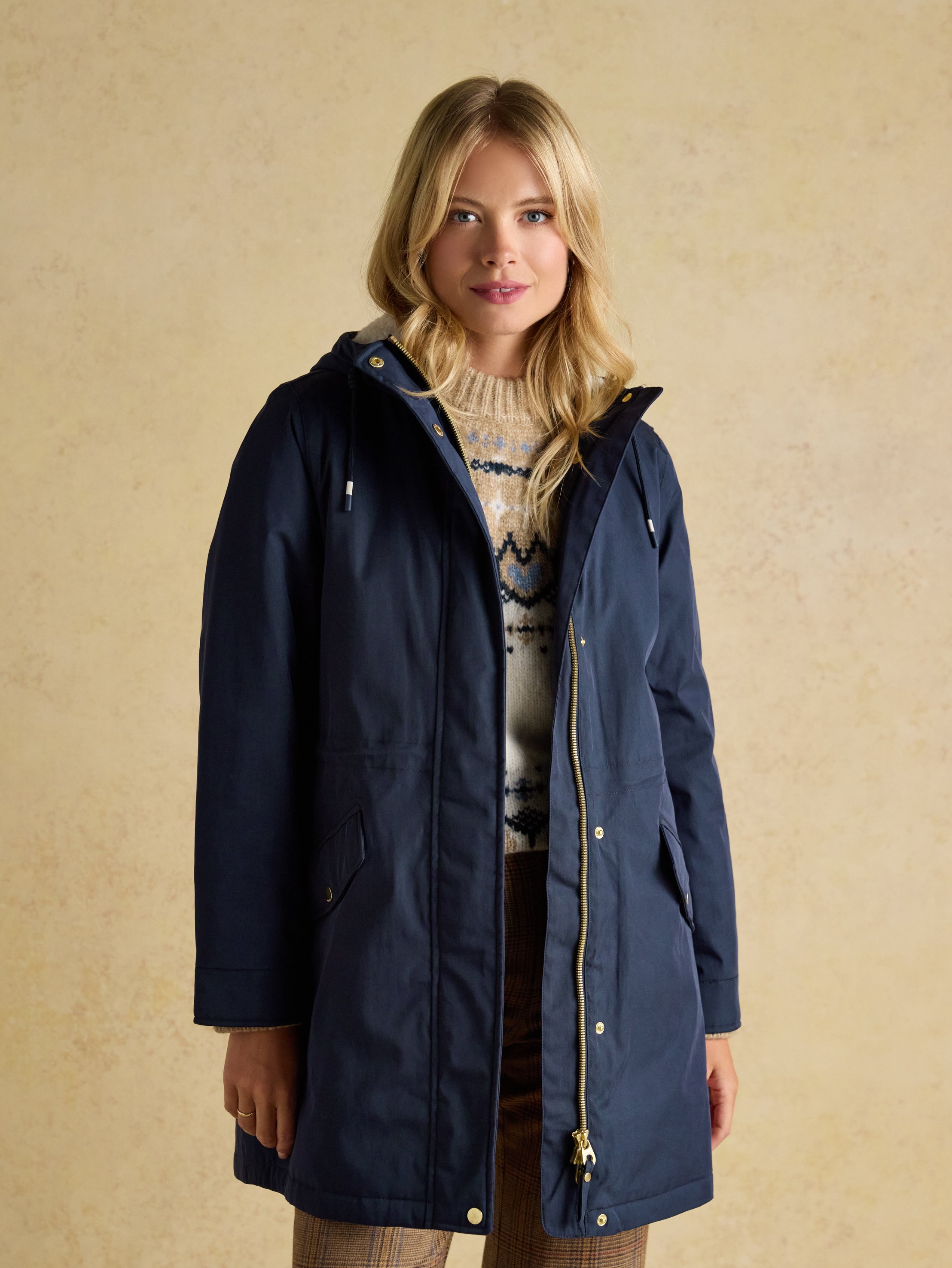 Joules Womens Portwell Waterproof Raincoat Navy Blue