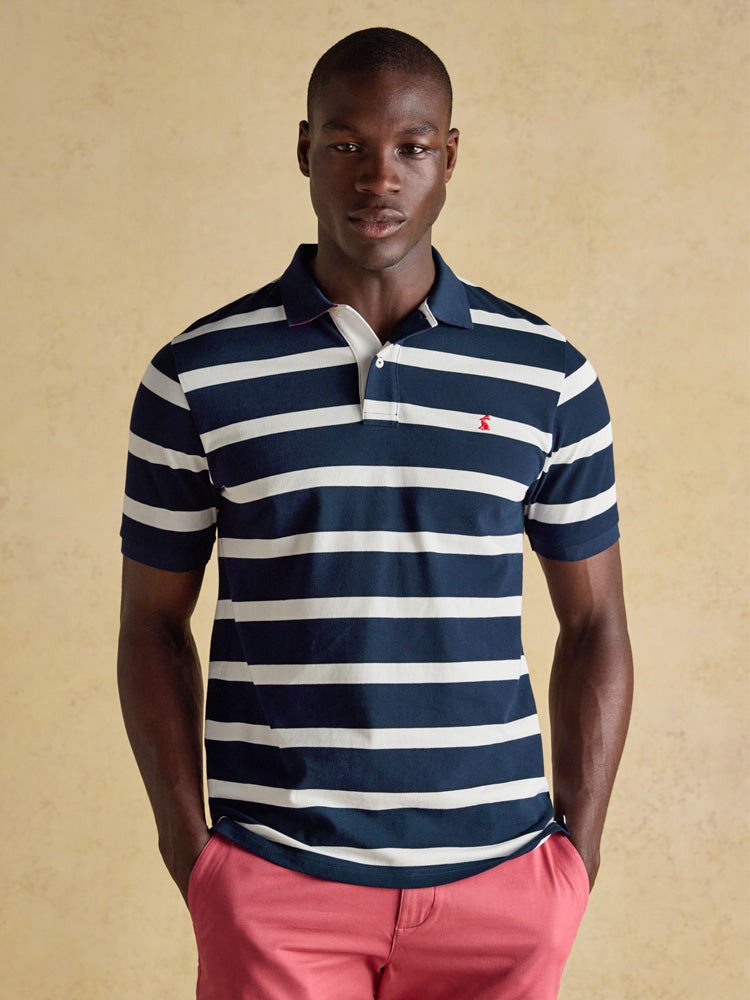 Joules Woody Stripe Polo Shirt - Navy/White