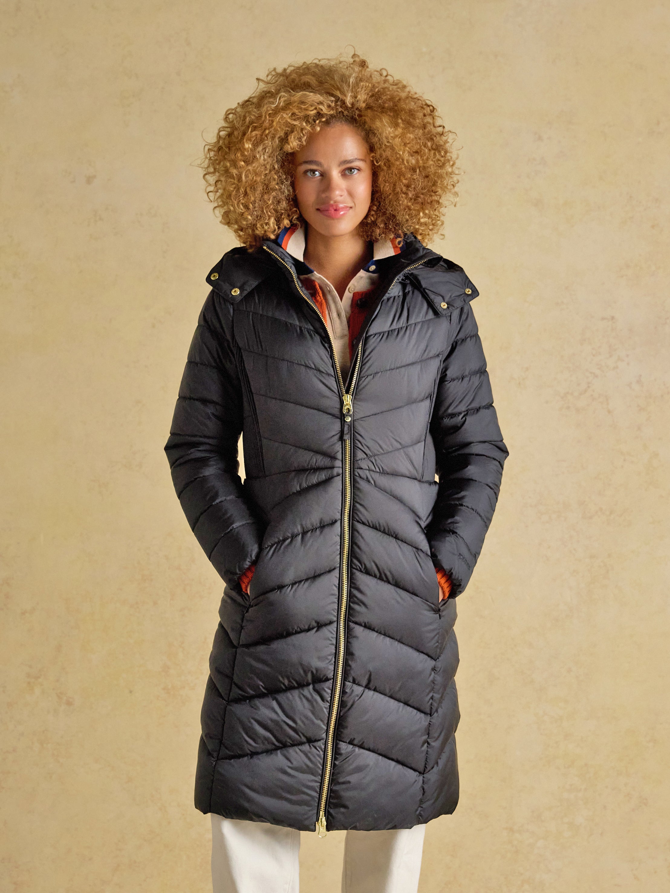 Joules Pembury Showerproof Longline Padded Coat Black