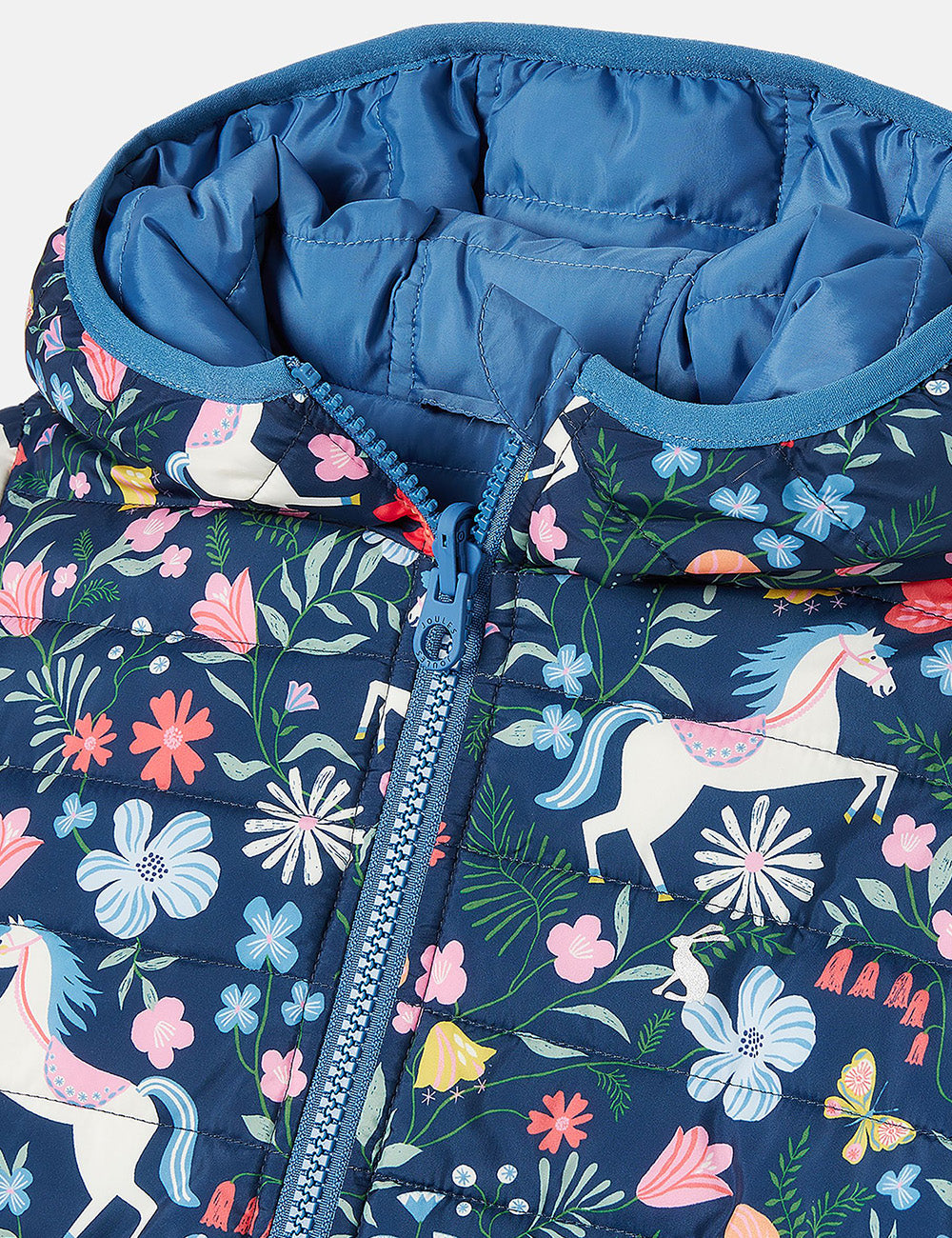 Joules Kaitlin Reversible Padded Coat - Navy Floral Horse