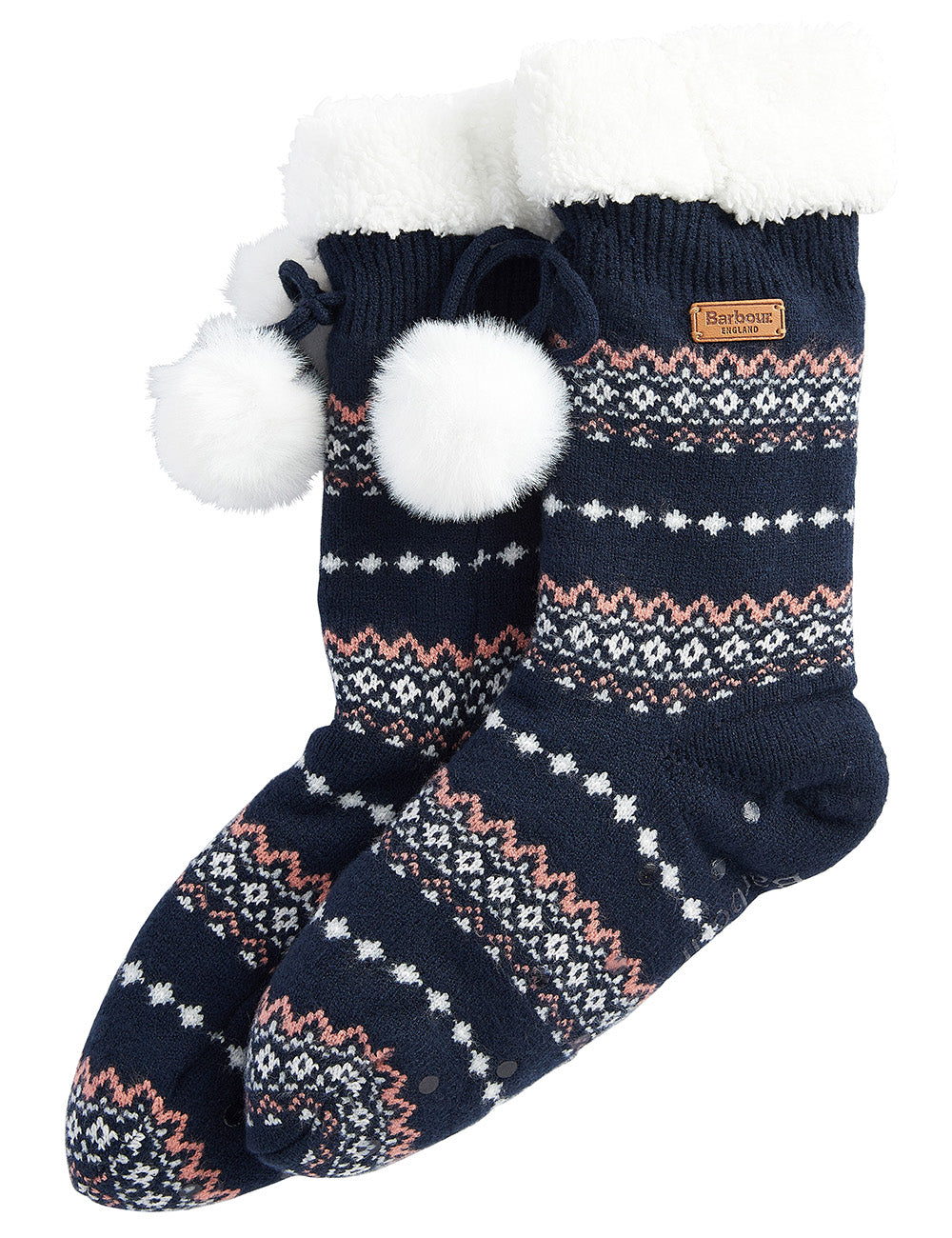 Barbour Fair Isle Lounge Socks - Pink/Navy