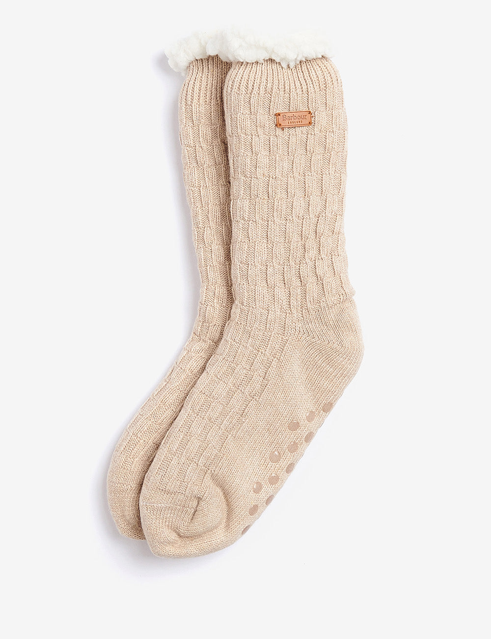 Barbour Cable Knit Lounge Socks - Oatmeal