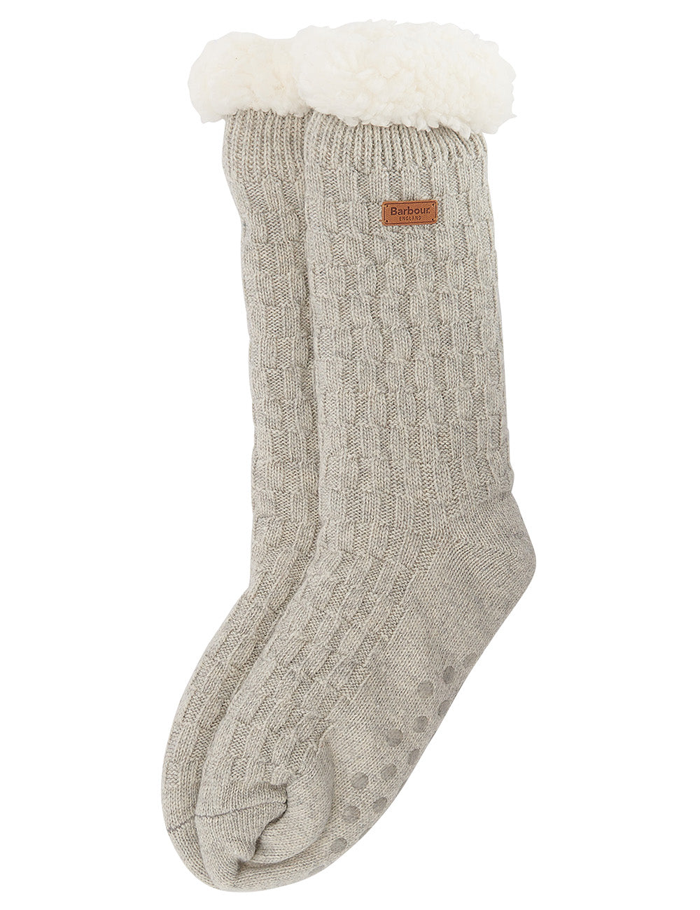 Barbour Cable Knit Lounge Socks - Light Grey Marl