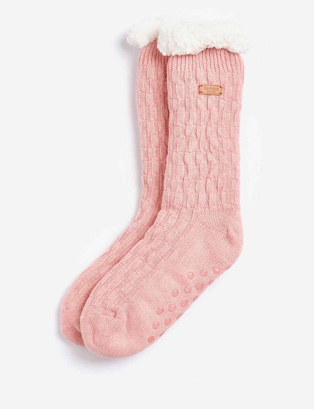 Barbour Cable Knit Lounge Socks - Dusty Pink