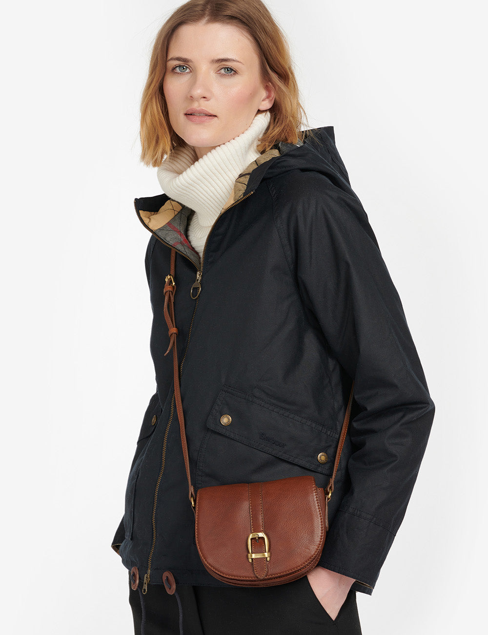 Barbour Laire Leather Saddle Bag - Brown