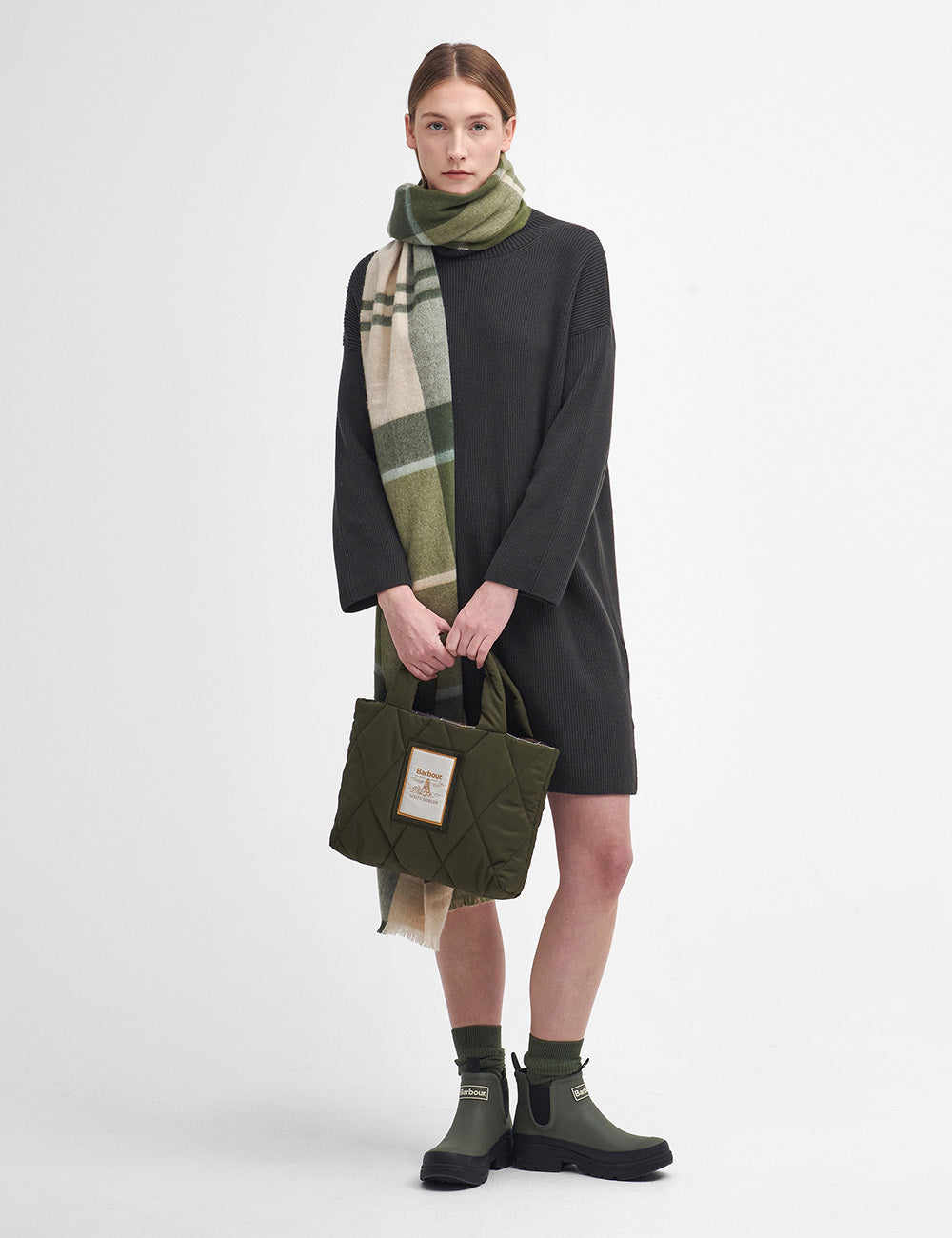 Barbour Rib Stitch Knitted Dress - Olive