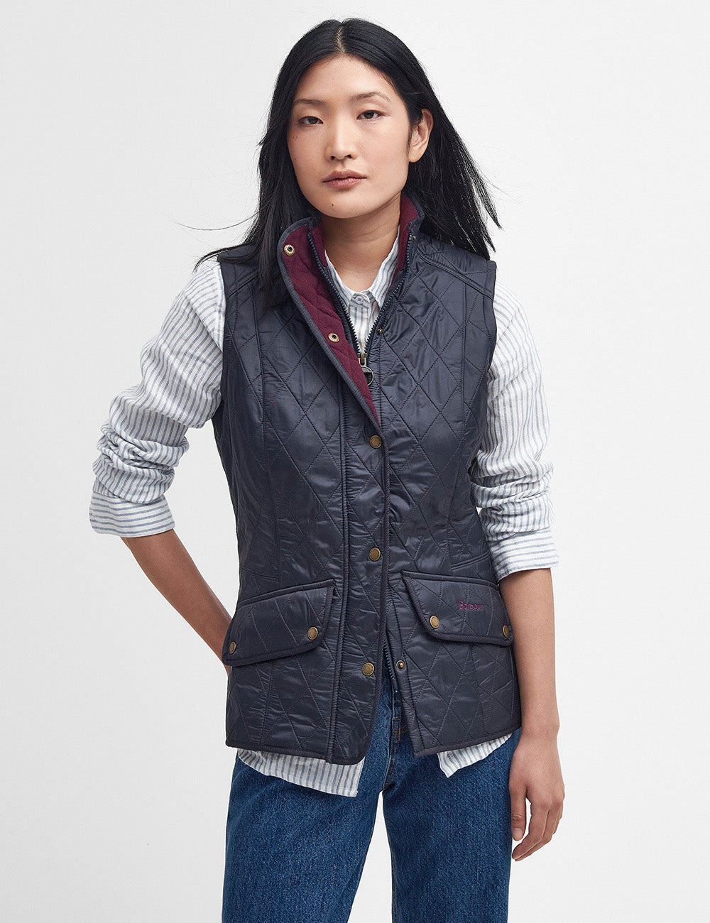 Barbour Cavalry Quilted Gilet - Navy/Merlot