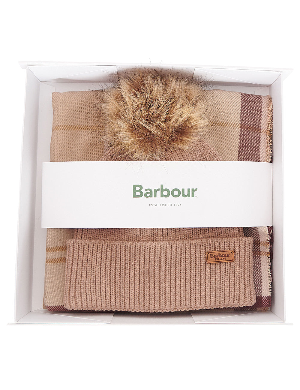 Barbour Dover Beanie & Hailes Scarf Set - Muted Cabernet