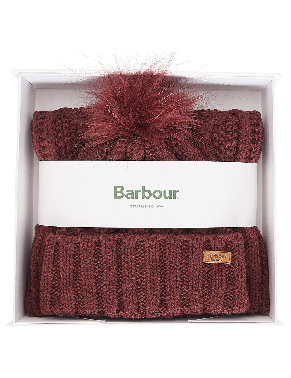 Barbour Ridley Beanie & Scarf Set - Cabernet