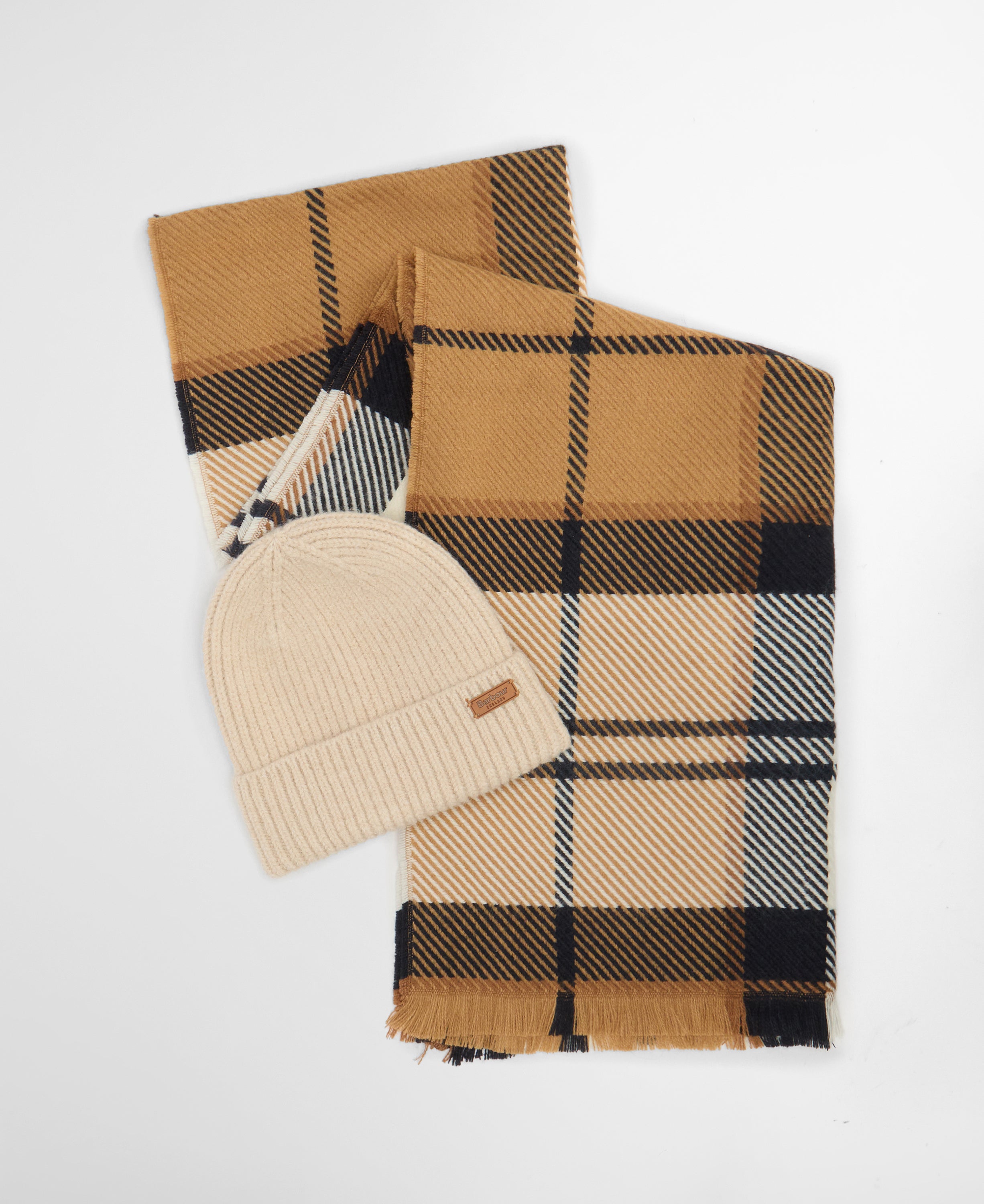 Barbour Pendle Beanie & Blair Scarf Gift Set Navy