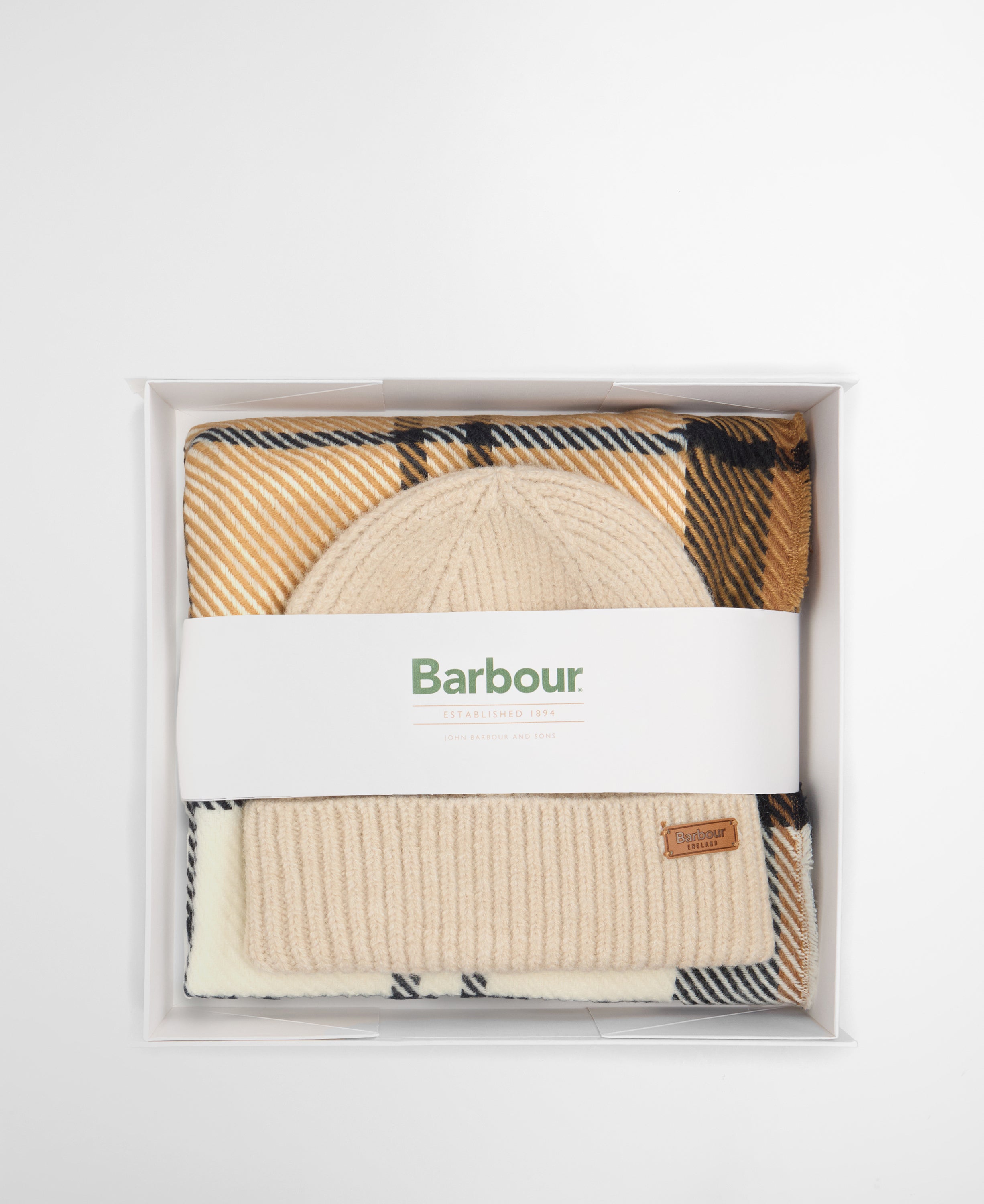 Barbour Pendle Beanie & Blair Scarf Gift Set Navy
