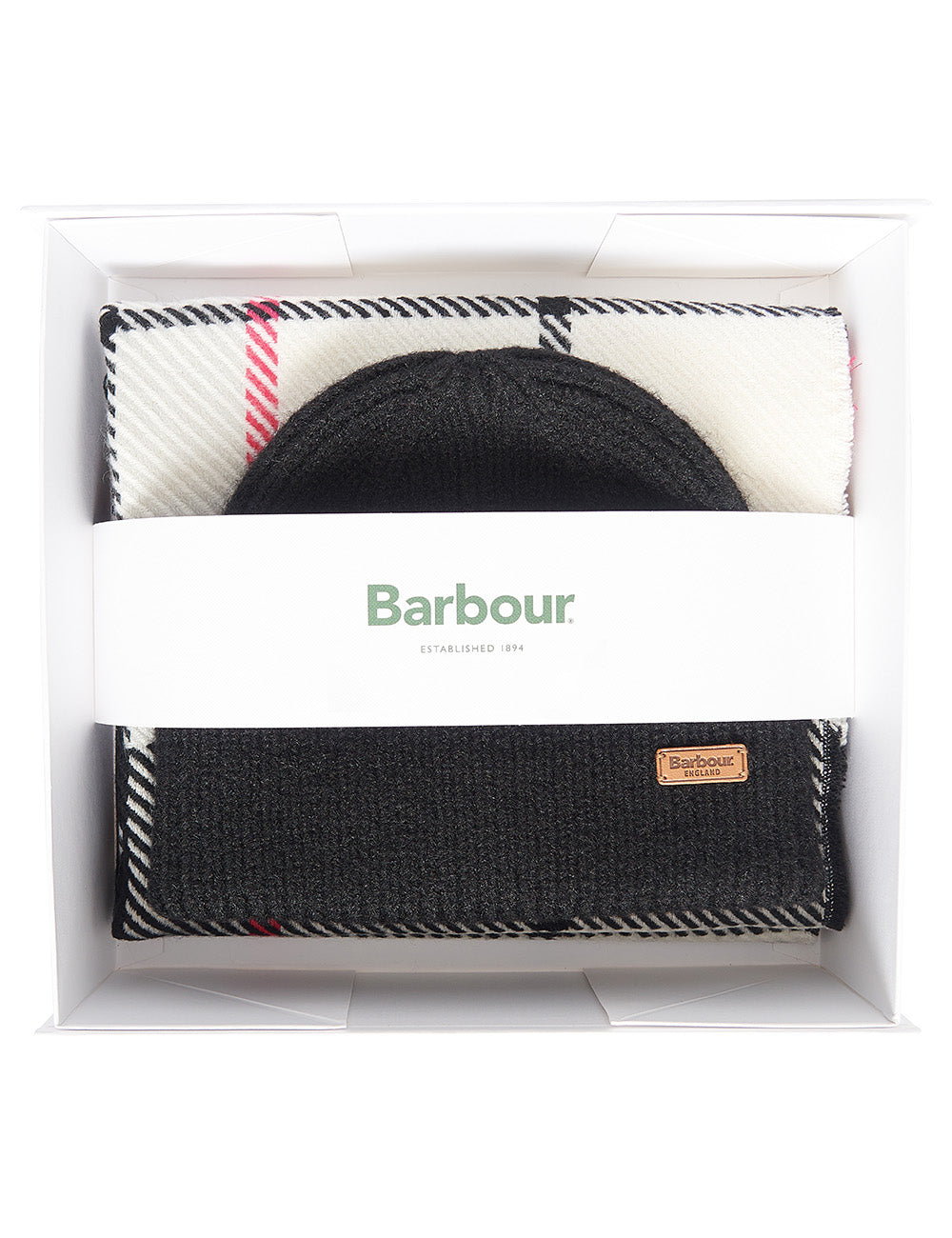 Barbour Pendle Beanie & Blair Scarf Set - Hot Pink Monochrome